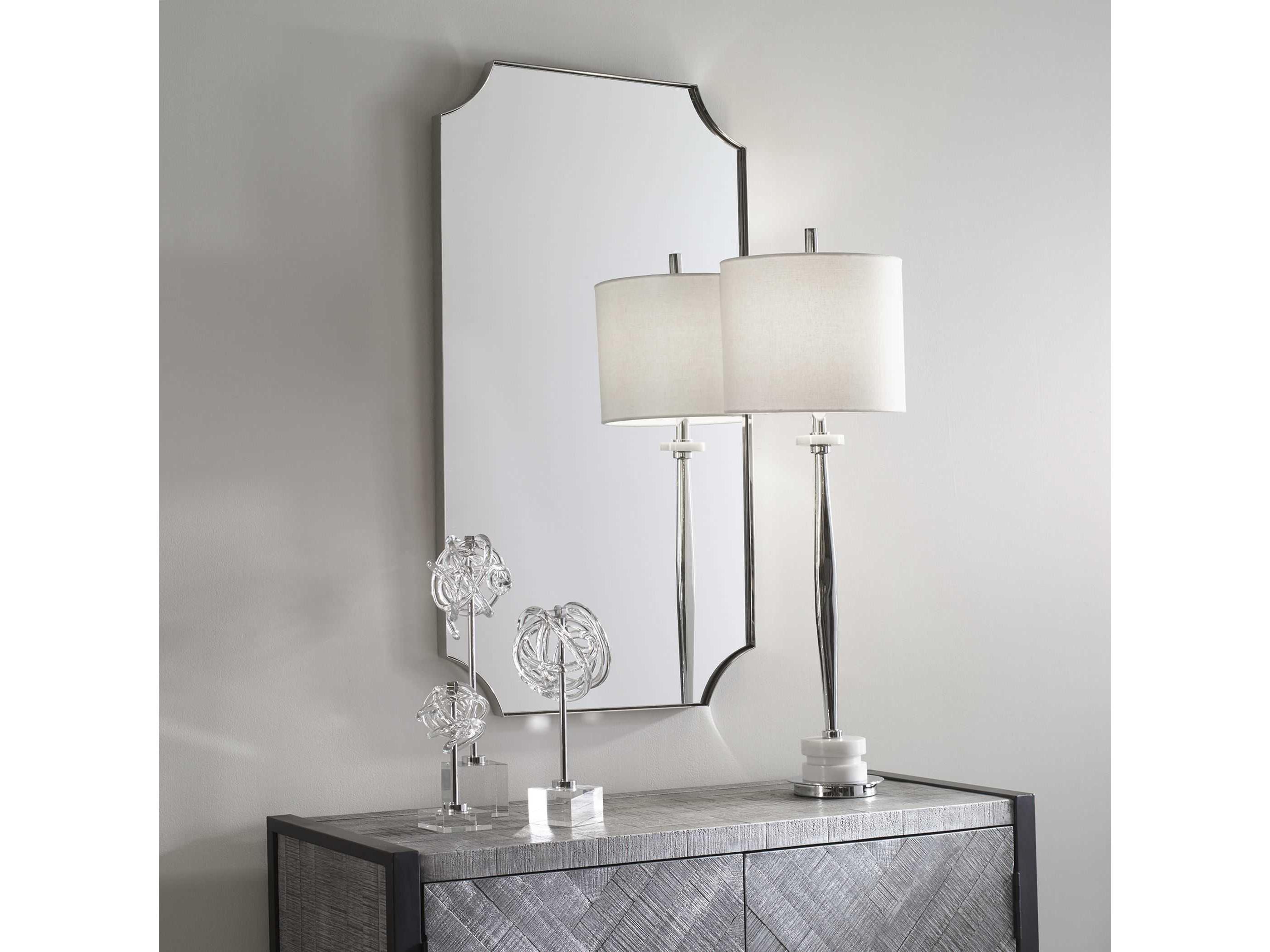 Uttermost Lennox Polished Nickel Rectangular Wall Mirror