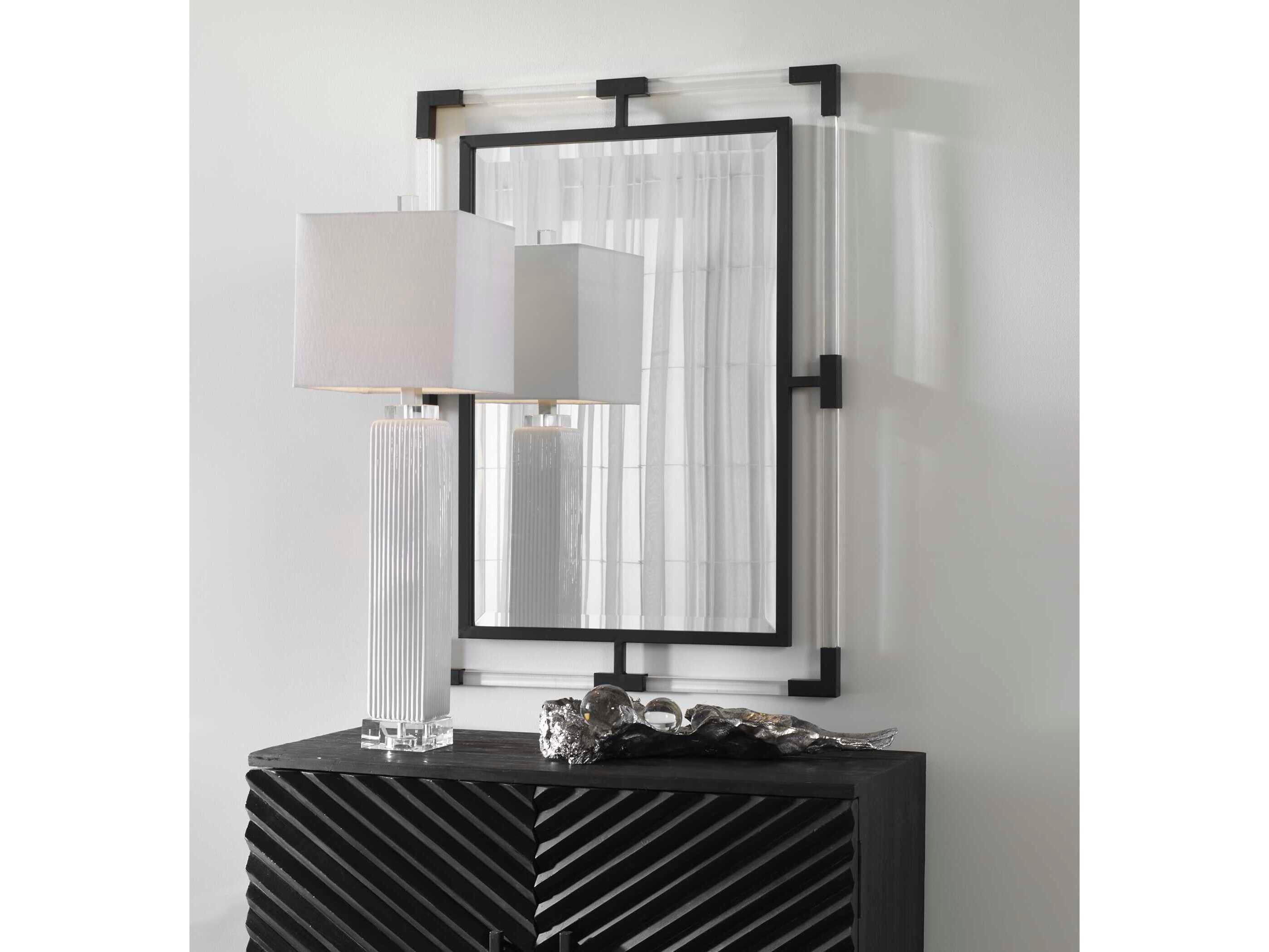 Uttermost Balkan Matte Black Rectangular Wall Mirror