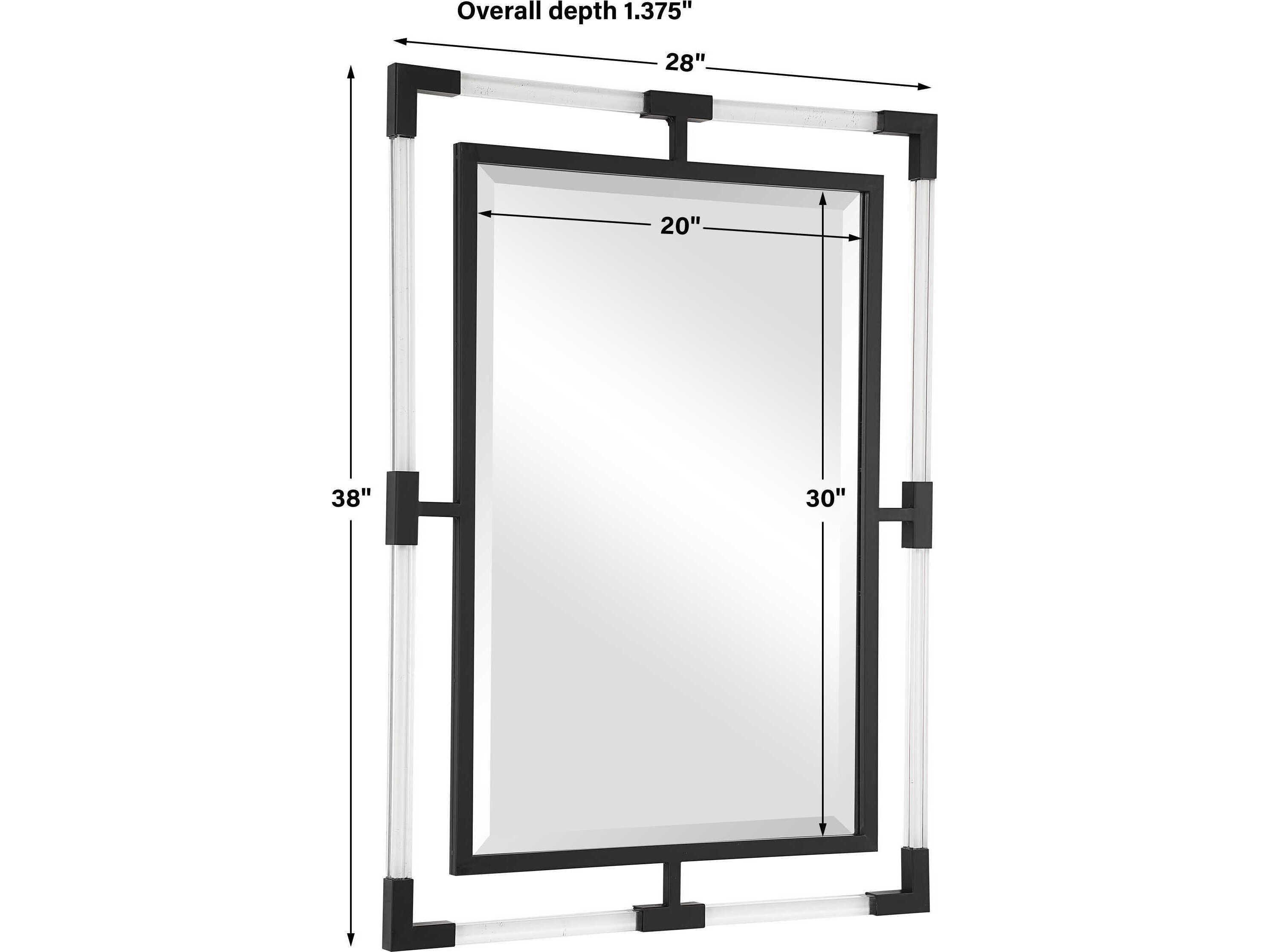 Uttermost Balkan Matte Black Rectangular Wall Mirror