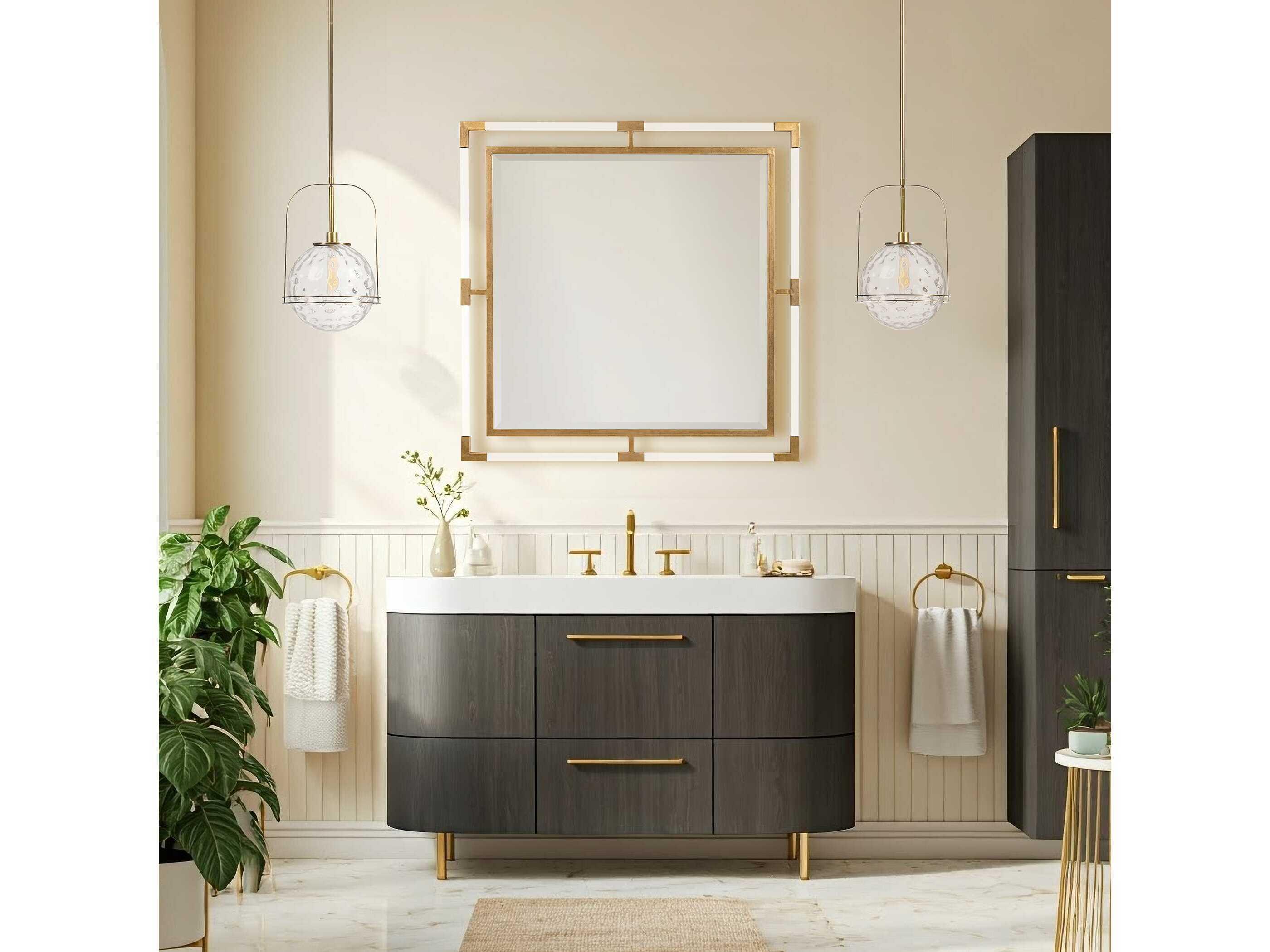 Uttermost Balkan Metallic Gold Leaf Square Wall Mirror