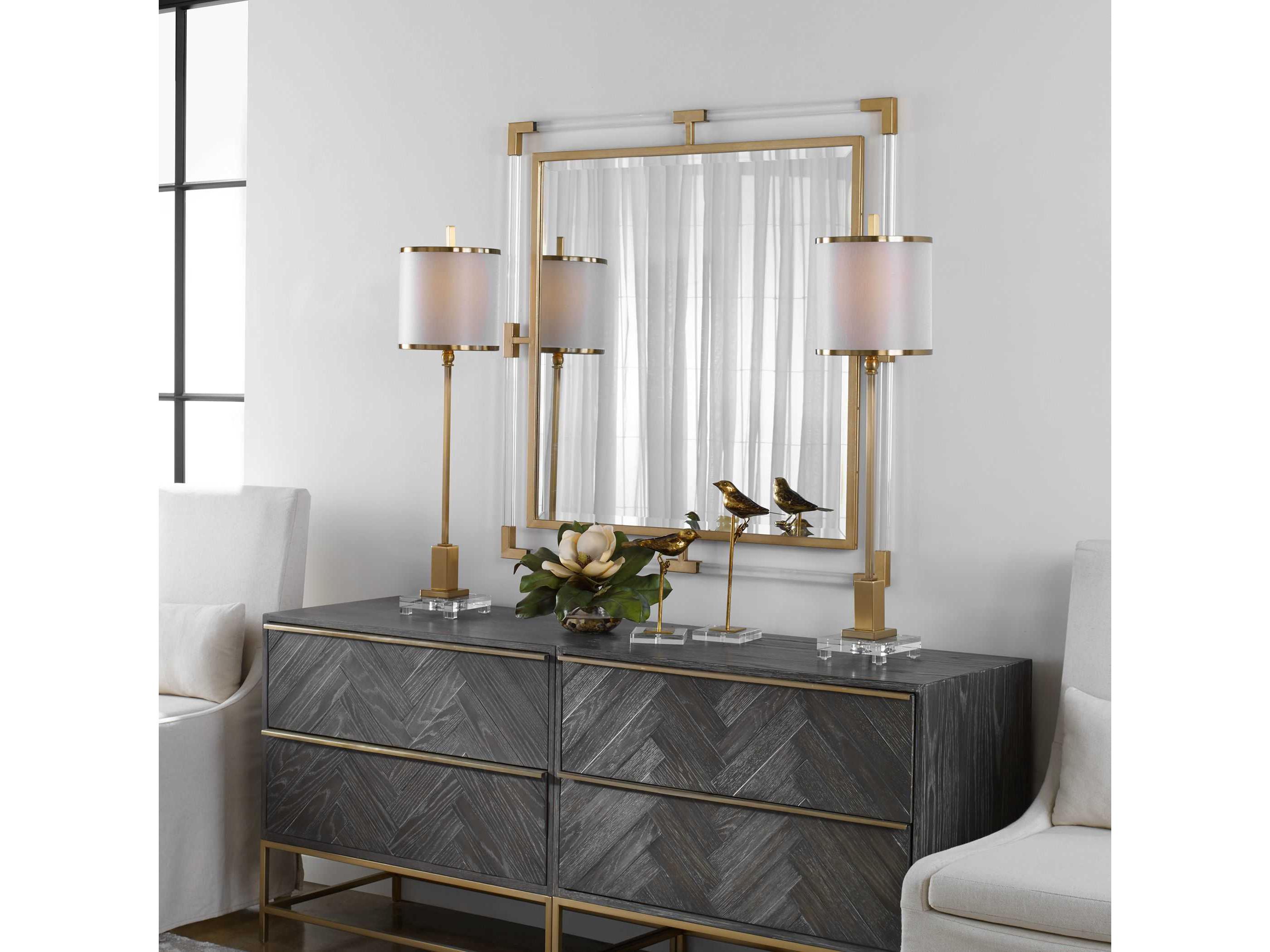 Uttermost Balkan Metallic Gold Leaf Square Wall Mirror