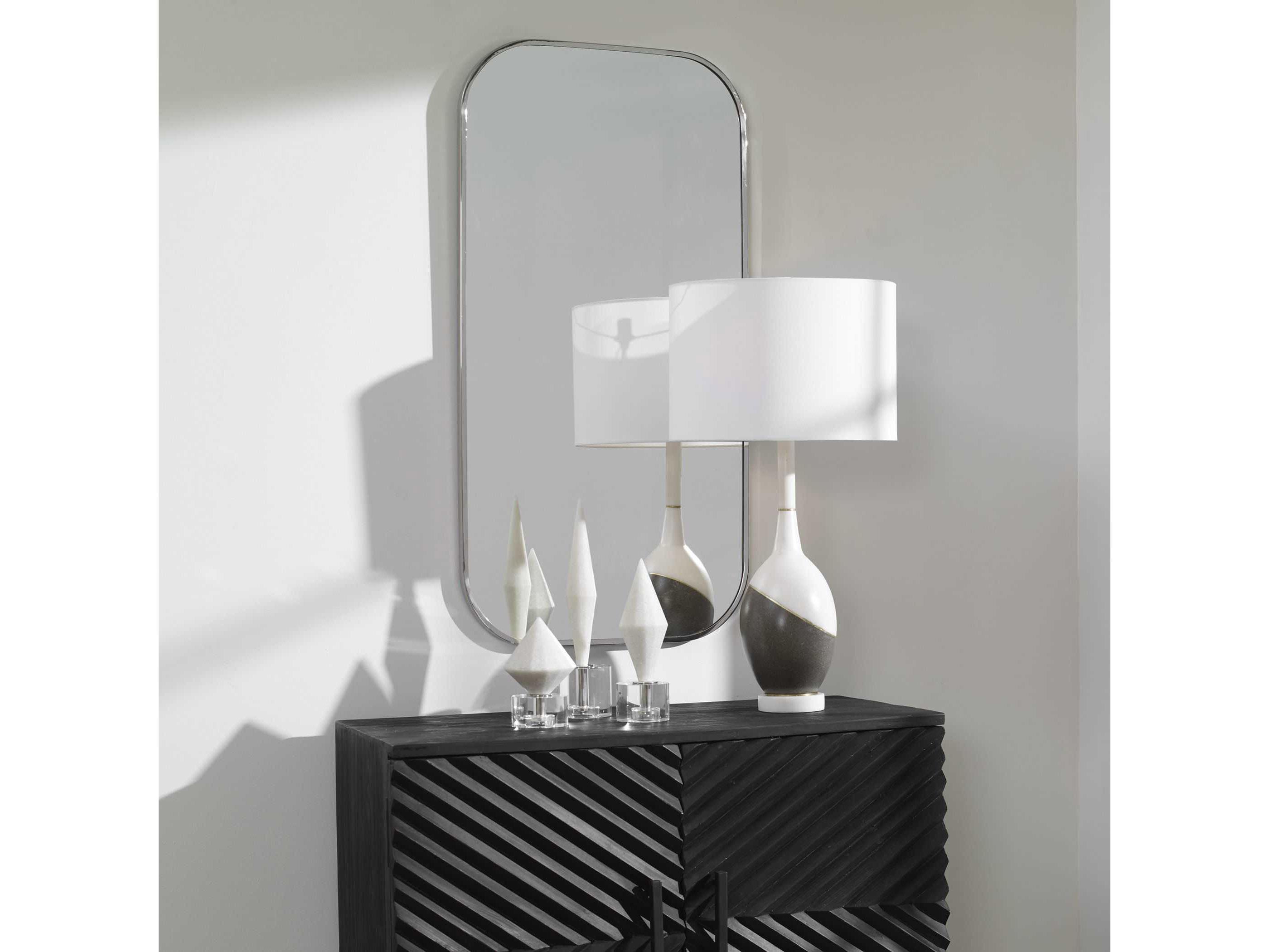 Uttermost Taft Polished Nickel Rectangular Wall Mirror