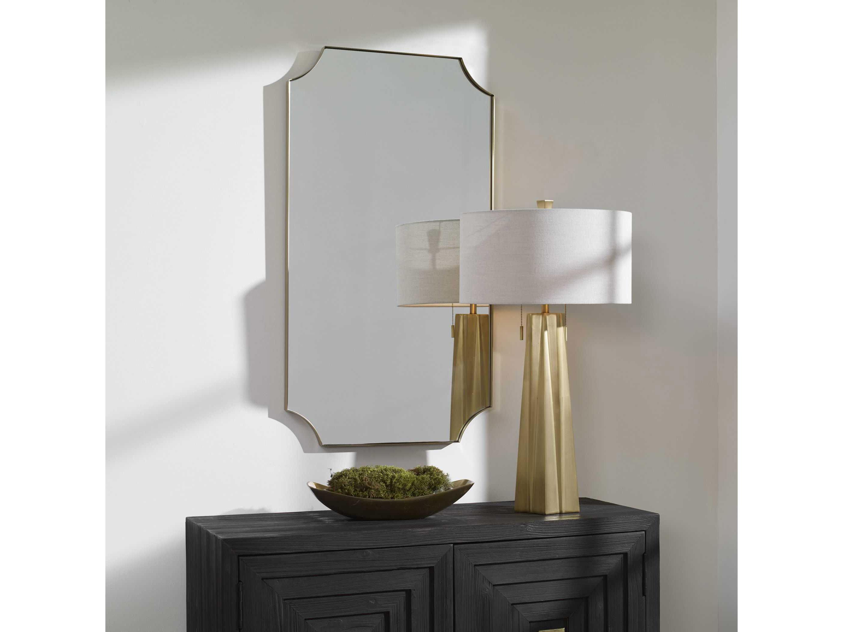 Uttermost Lennox Plated Brushed Brass Rectangular Wall Mirror