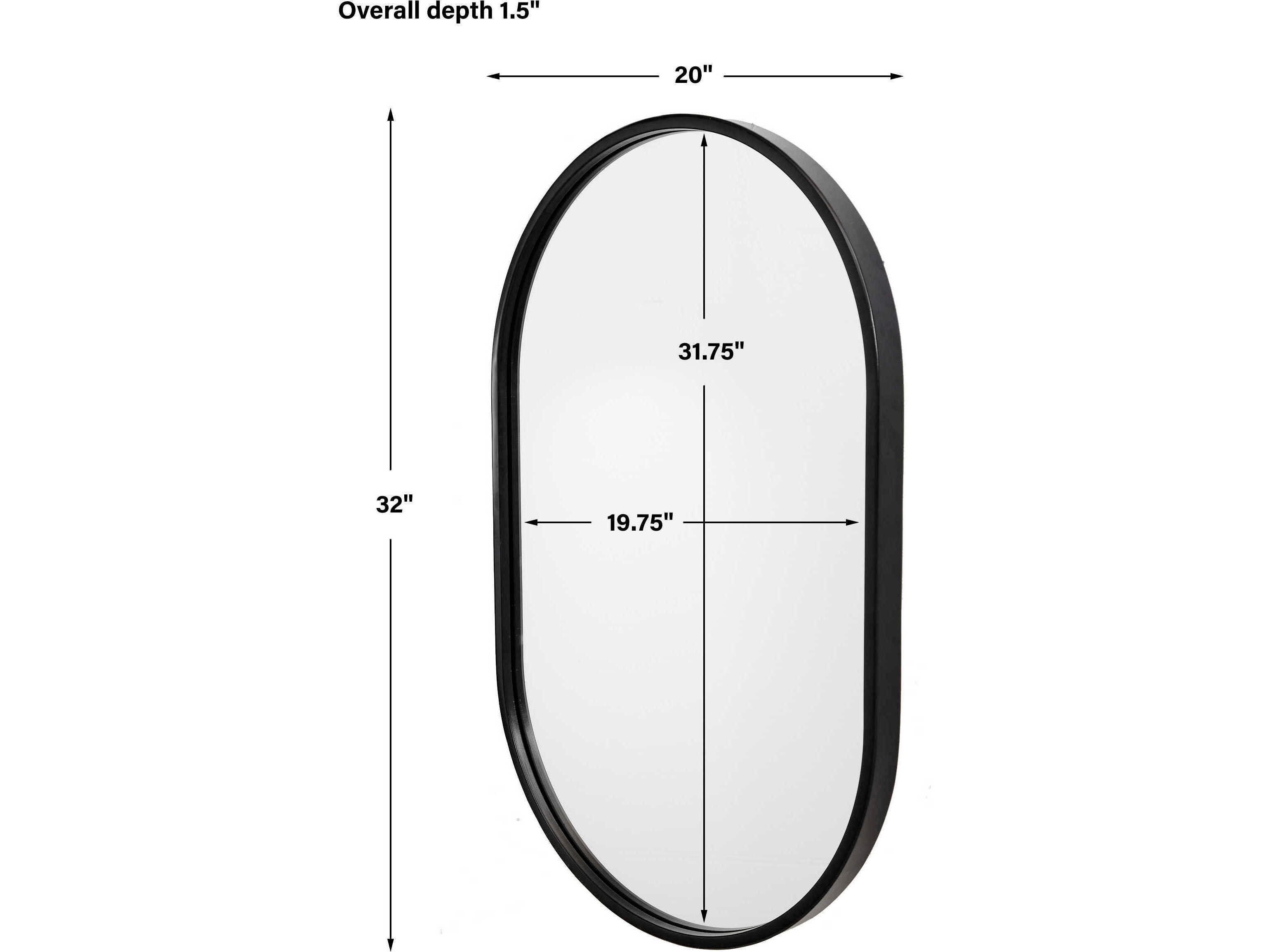 Uttermost Varina Satin Black Oval Wall Mirror