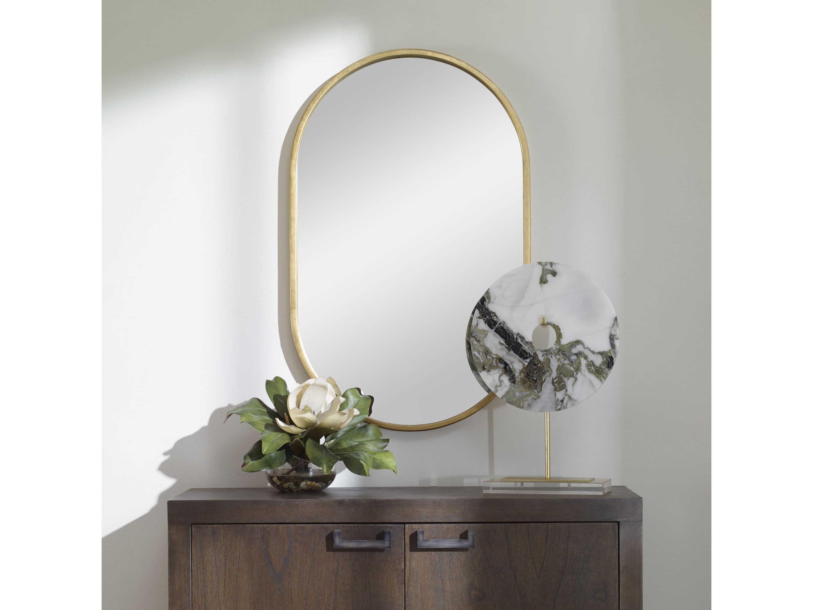 Uttermost Varina Antiqued Gold Leaf Oval Wall Mirror