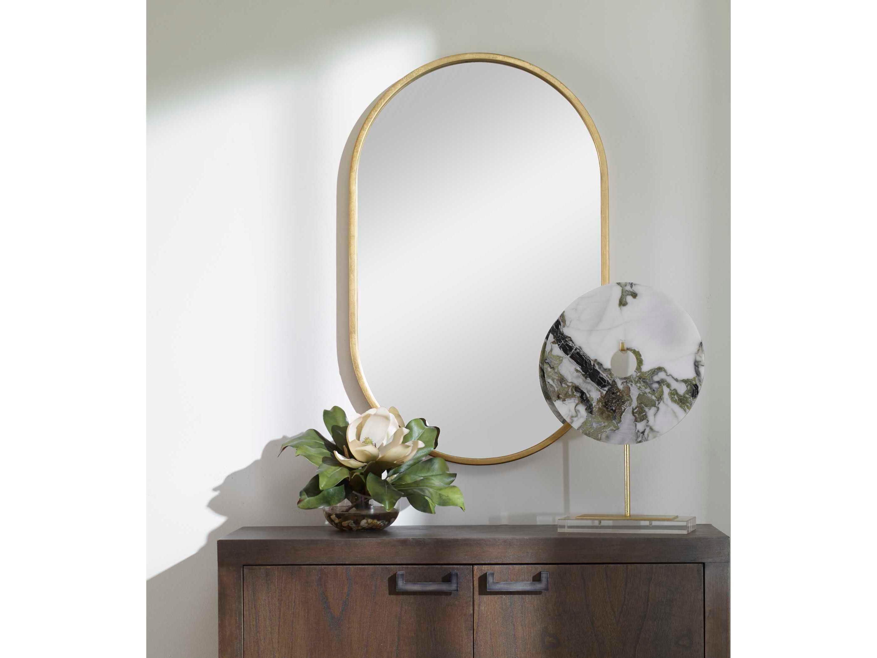 Uttermost Varina Antiqued Gold Leaf Oval Wall Mirror
