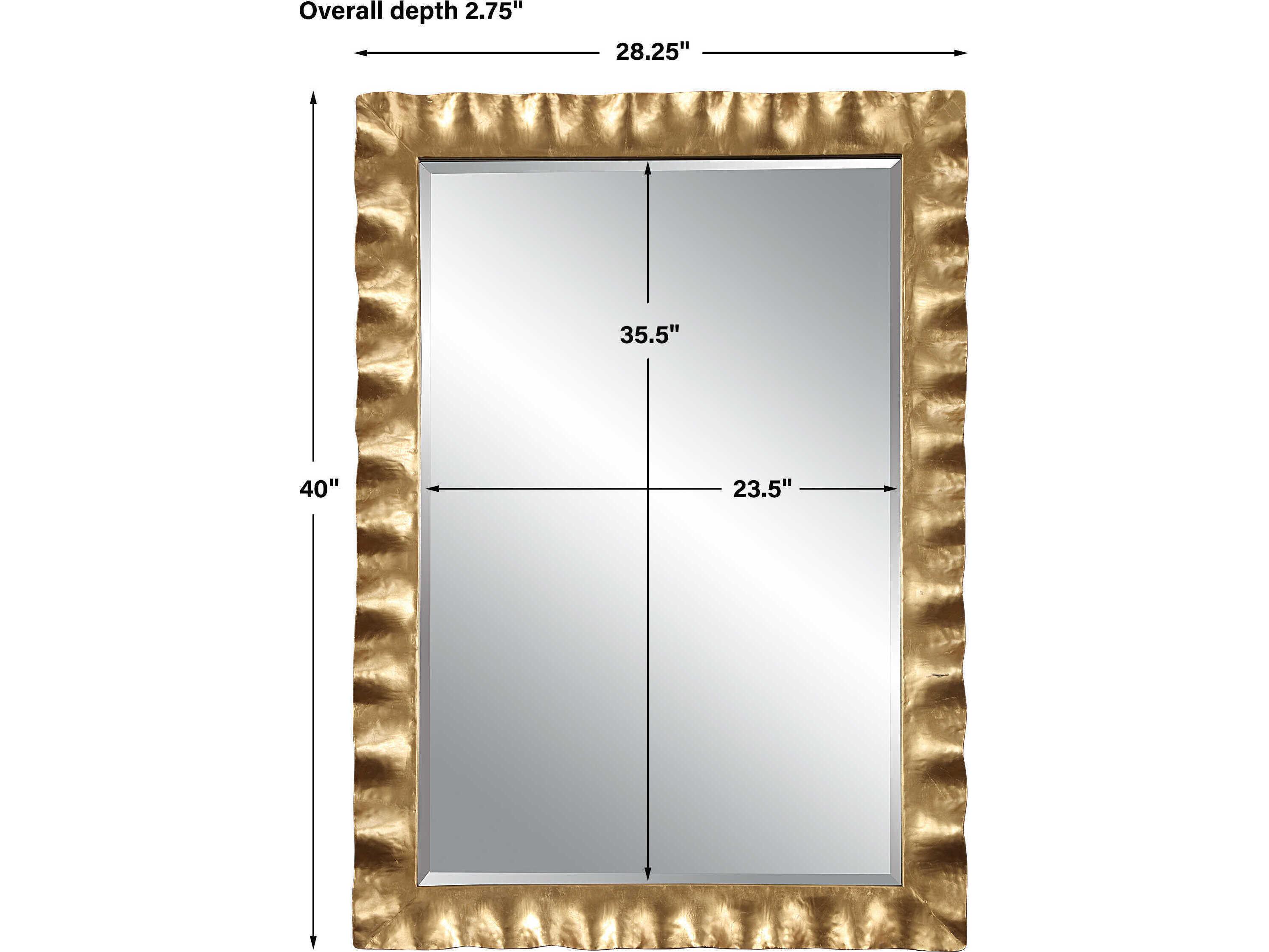 Uttermost Haya Light Antiqued Gold Leaf Rectangular Wall Mirror