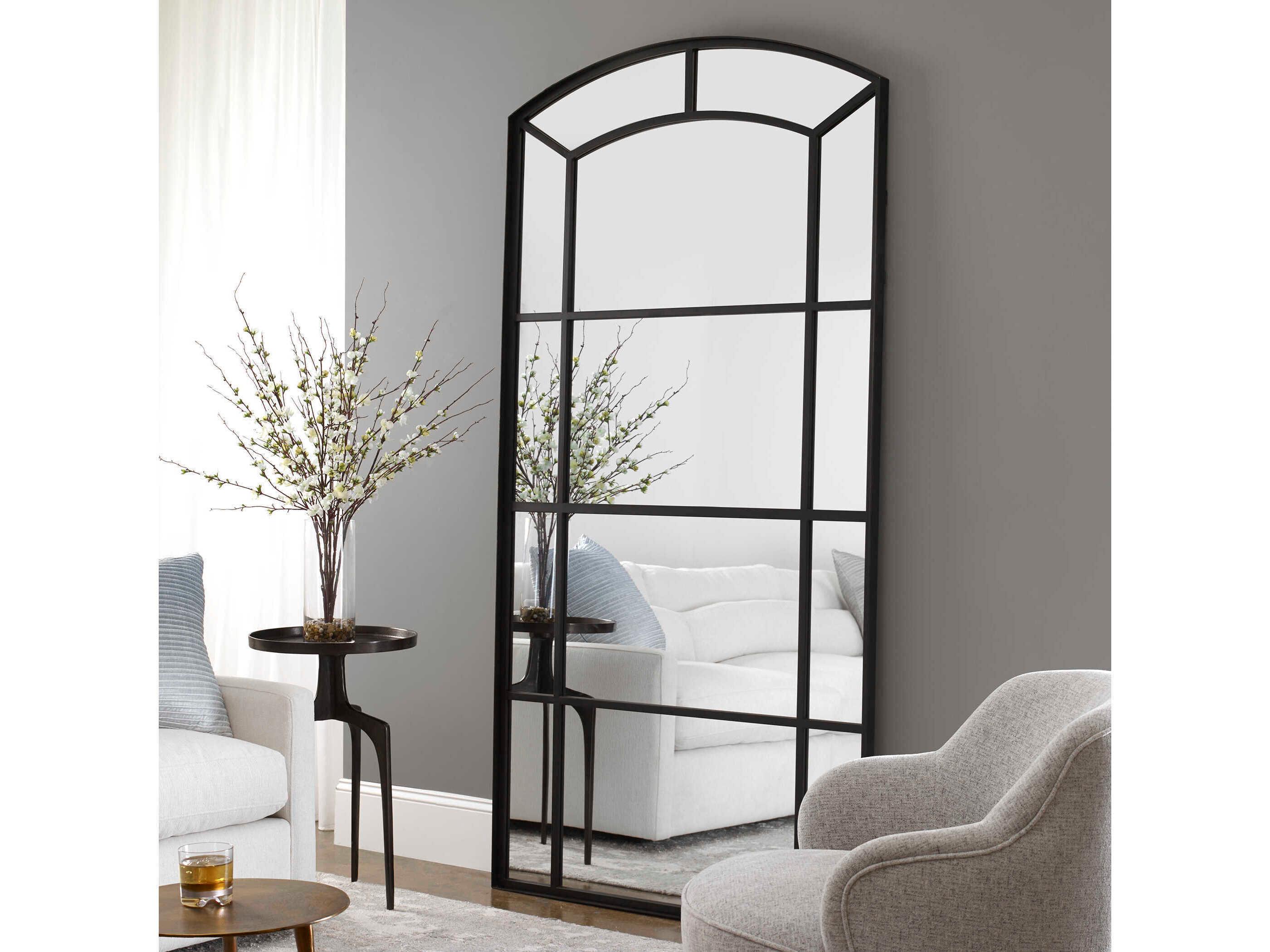 Uttermost Camber Satin Black Floor Mirror
