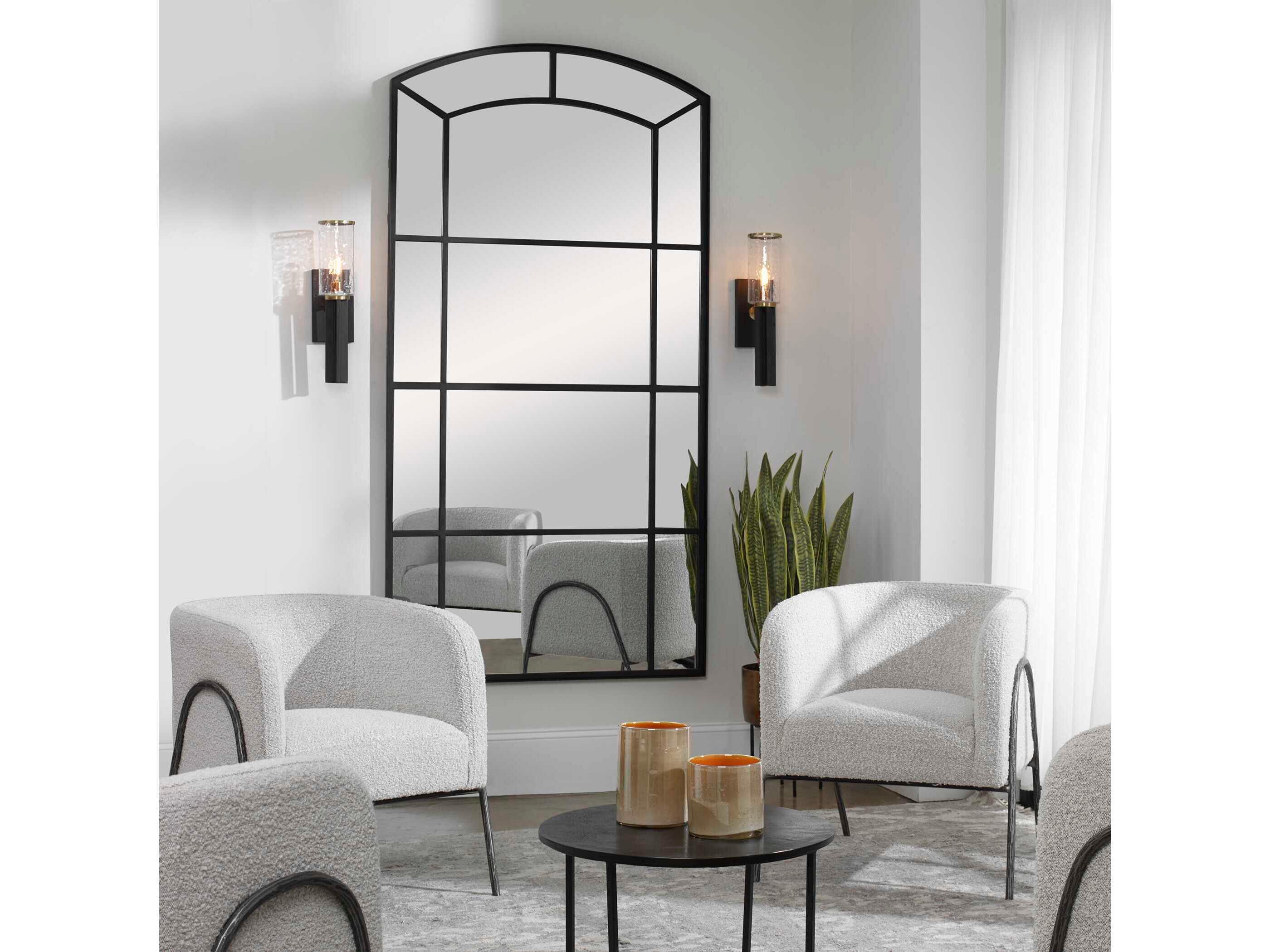 Uttermost Camber Satin Black Floor Mirror