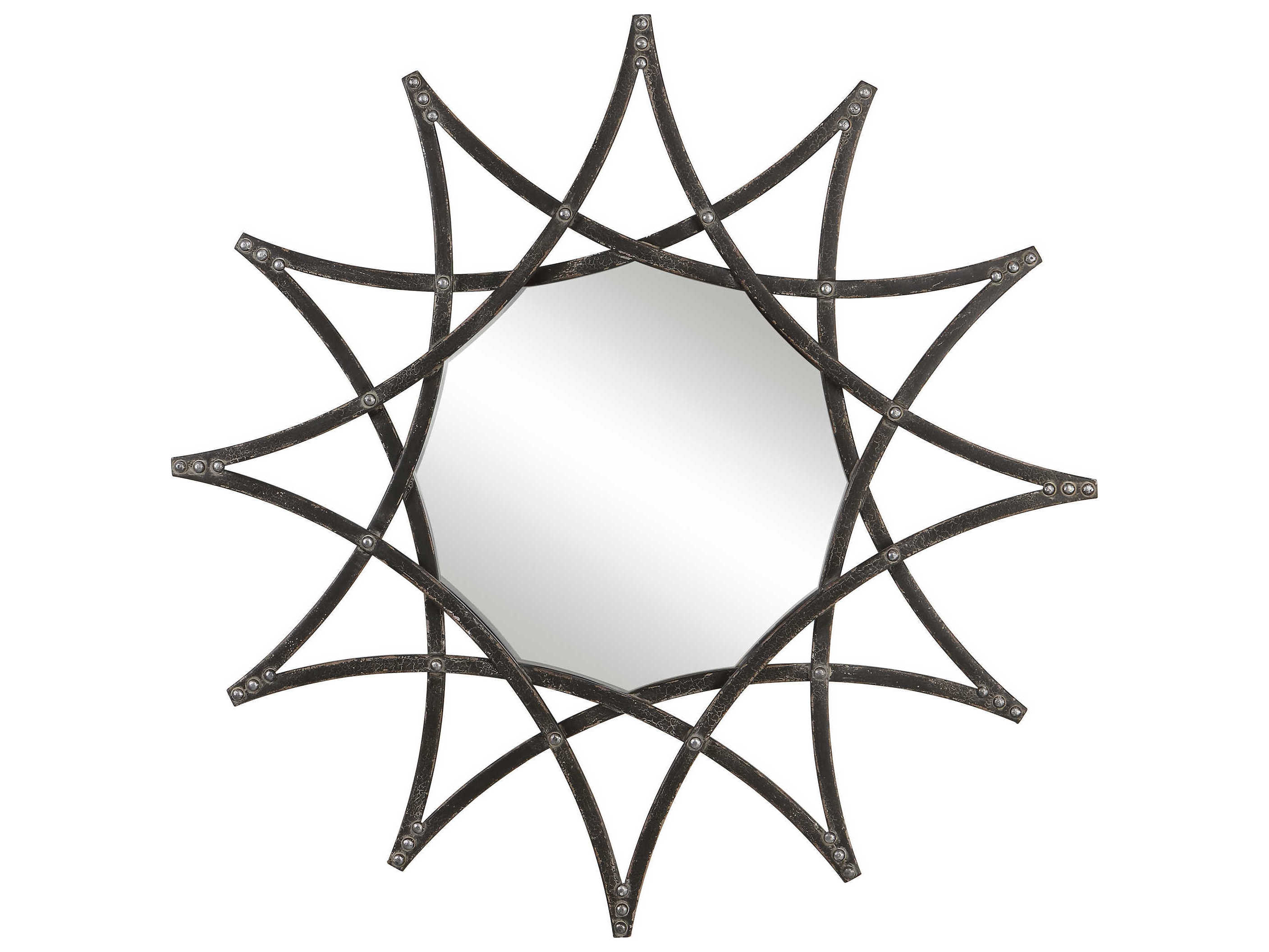 Uttermost Solaris Antiqued Silver Round Wall Mirror