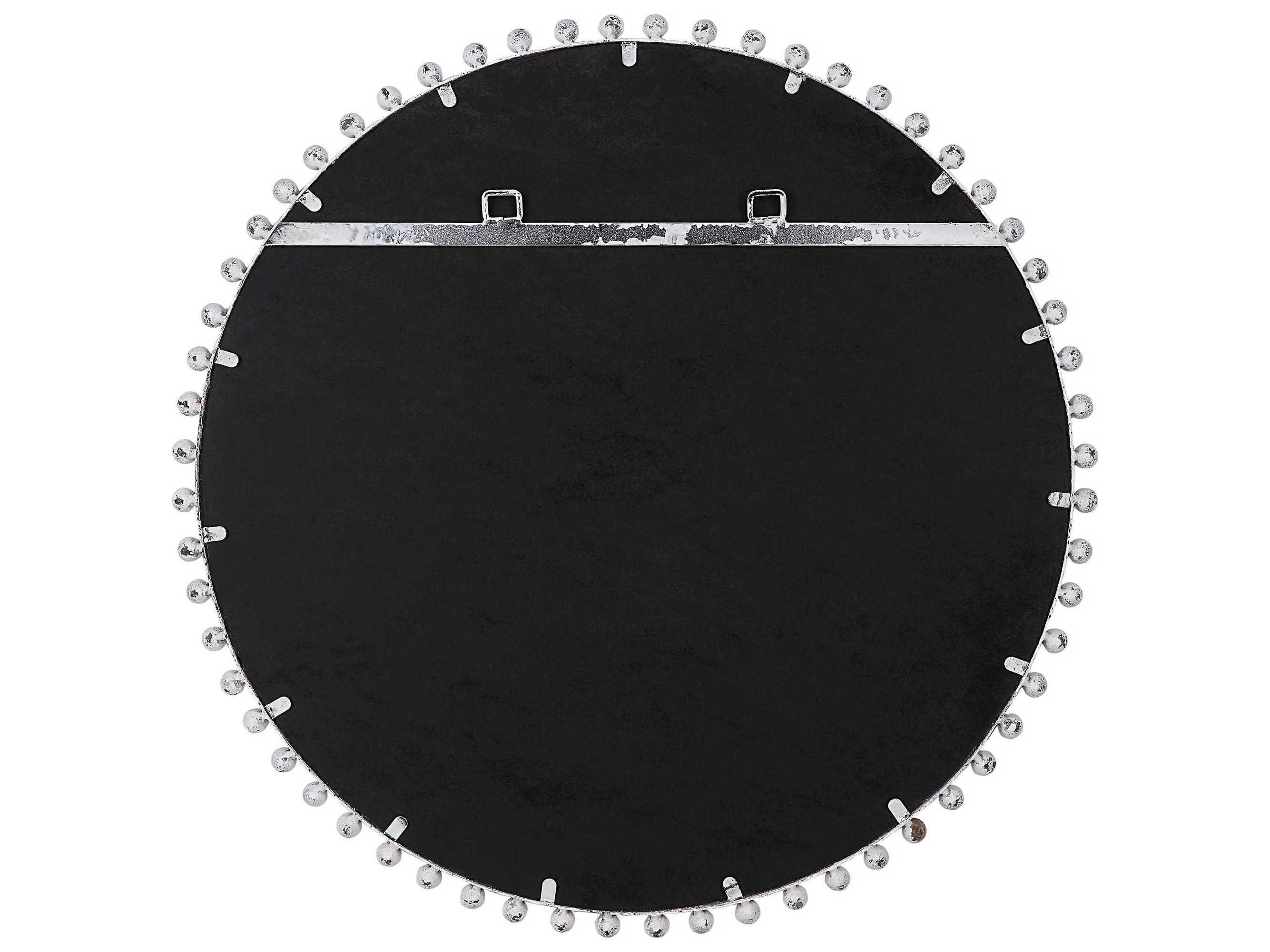 Uttermost Taza Aged White With Rustic Black Round Wall Mirror