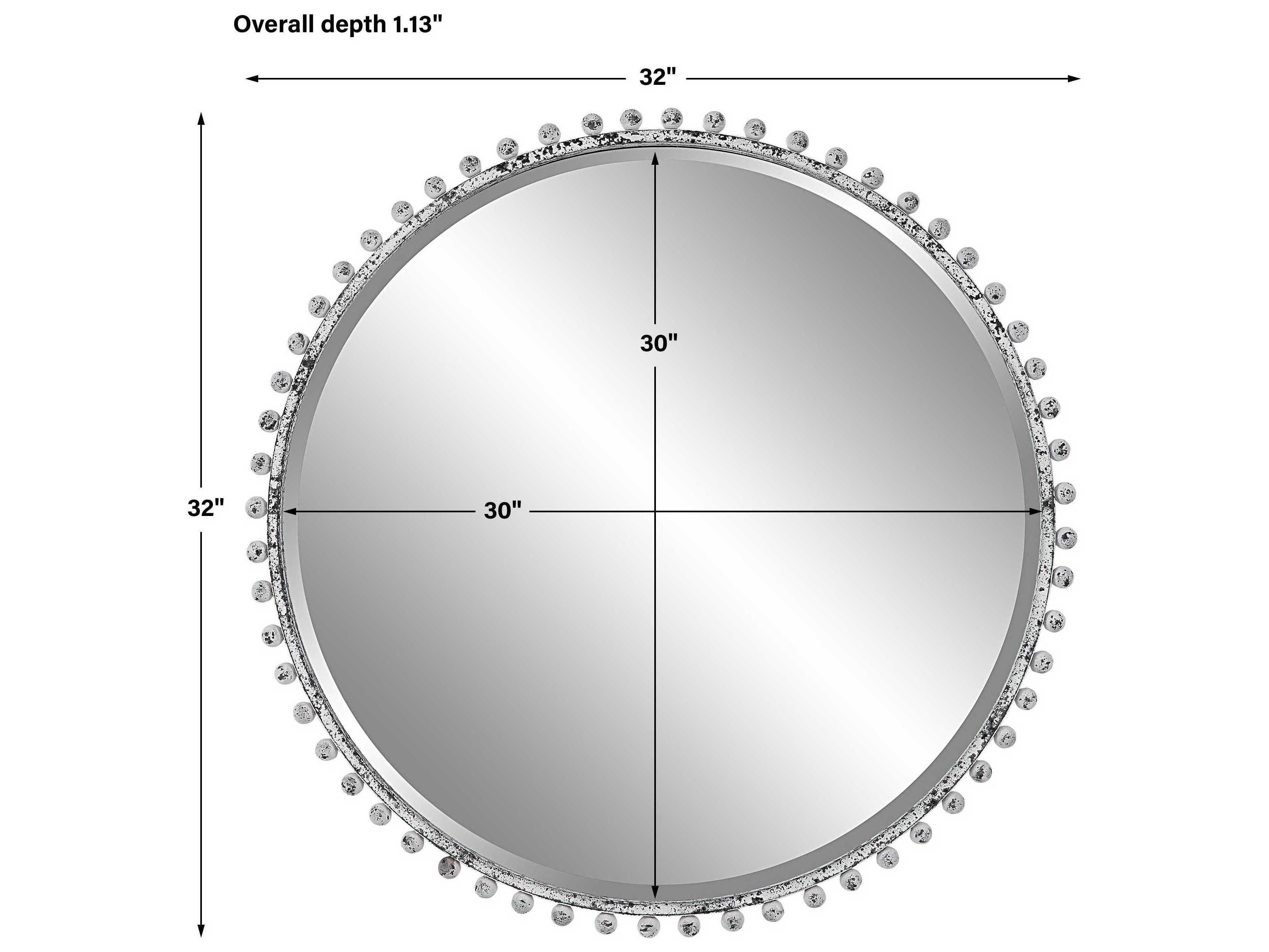 Uttermost Taza Aged White With Rustic Black Round Wall Mirror