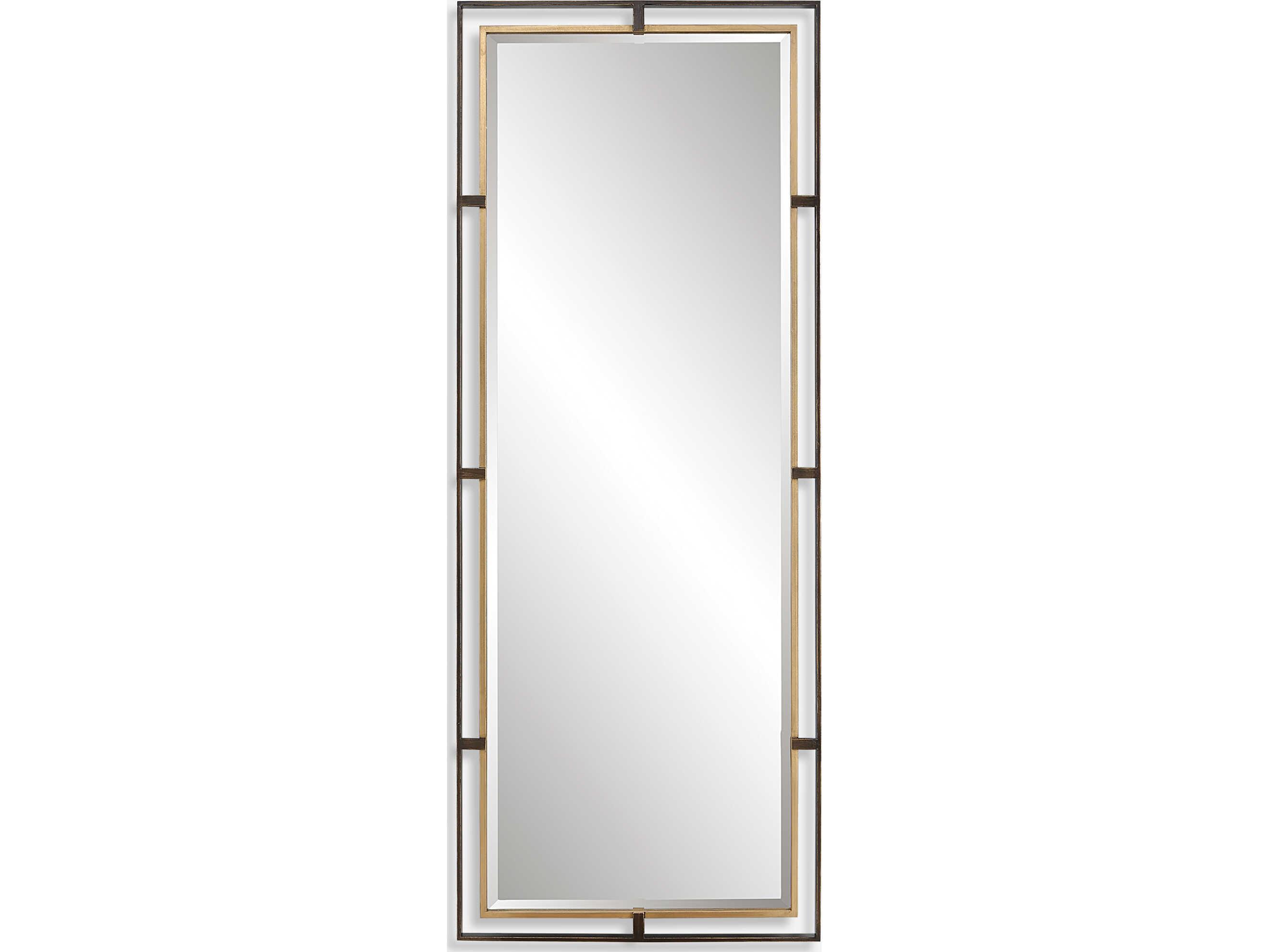 Uttermost Carrizo Rustic Bronze / Antiqued Gold Leaf Rectangular Floor Mirror