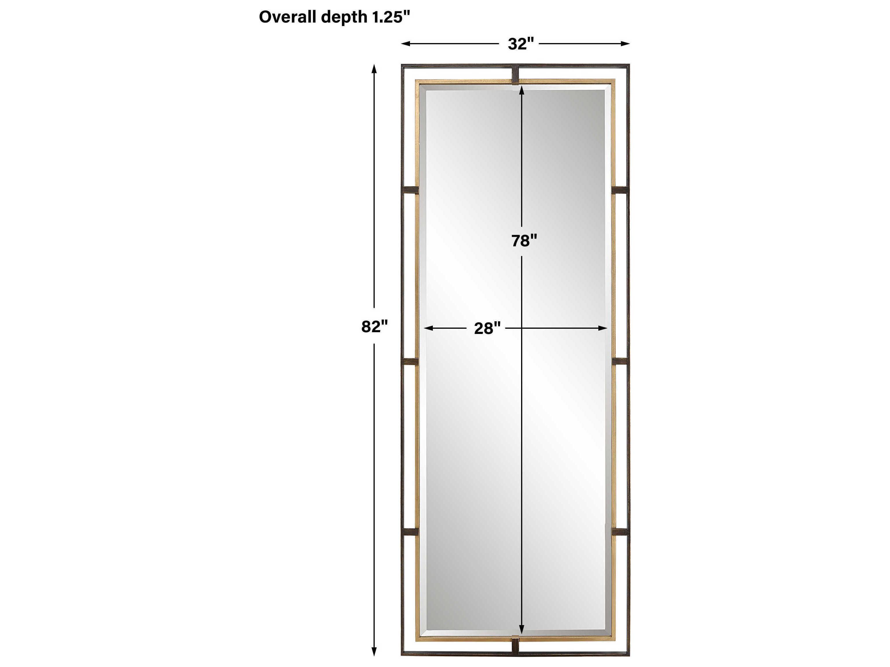 Uttermost Carrizo Rustic Bronze / Antiqued Gold Leaf Rectangular Floor Mirror
