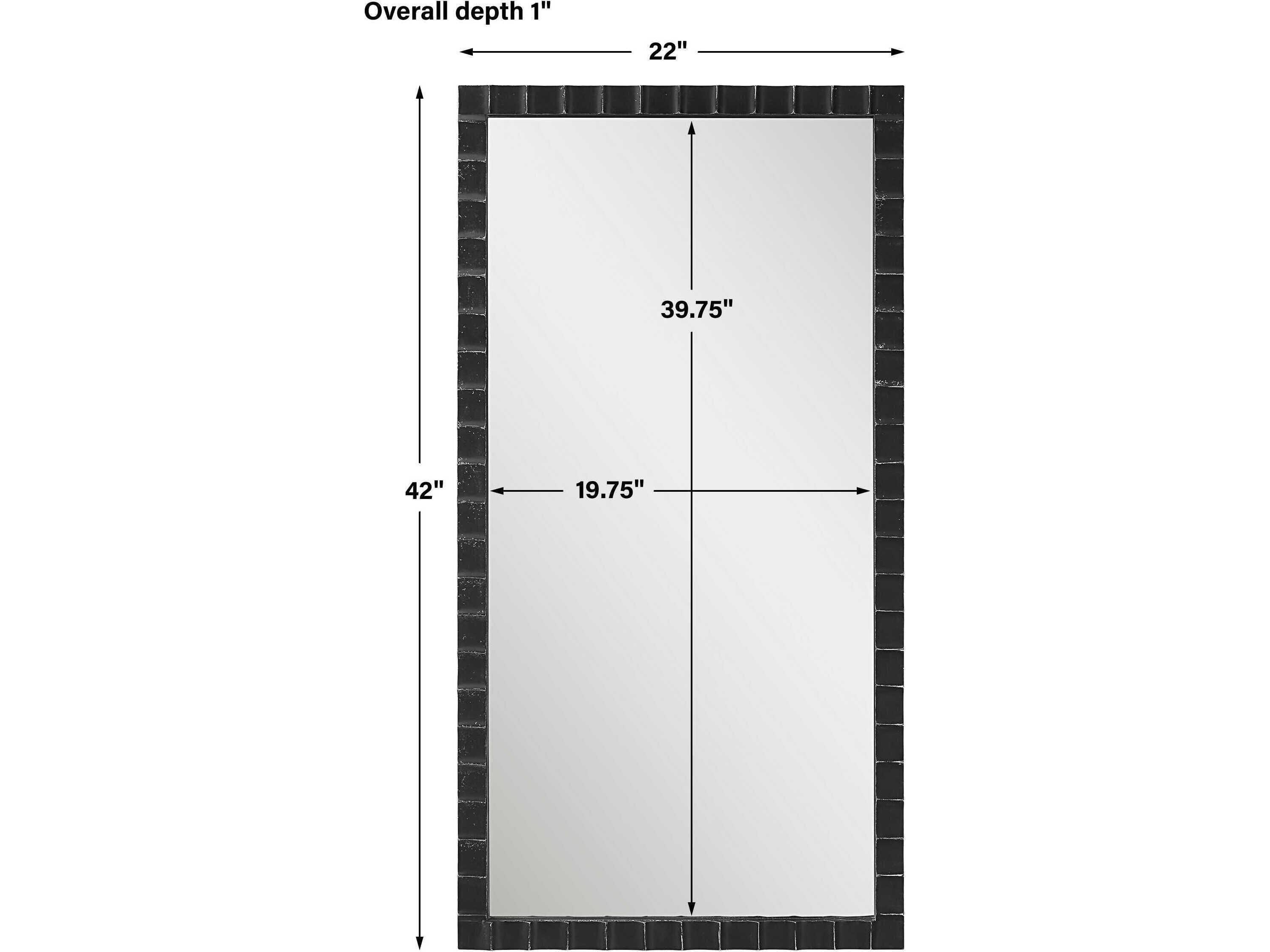 Uttermost Dandridge Distressed Matte Black With Silver Undertones Rectangular Wall Mirror