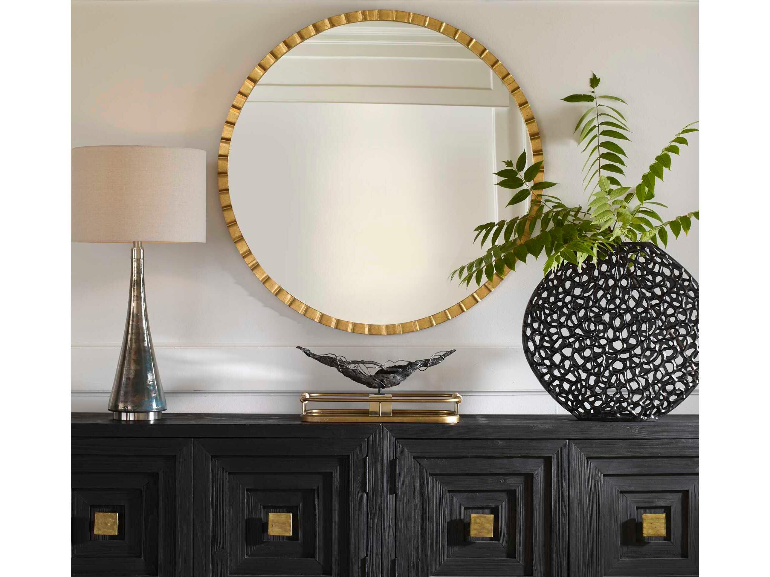Uttermost Dandridge Gold Leaf Round Wall Mirror