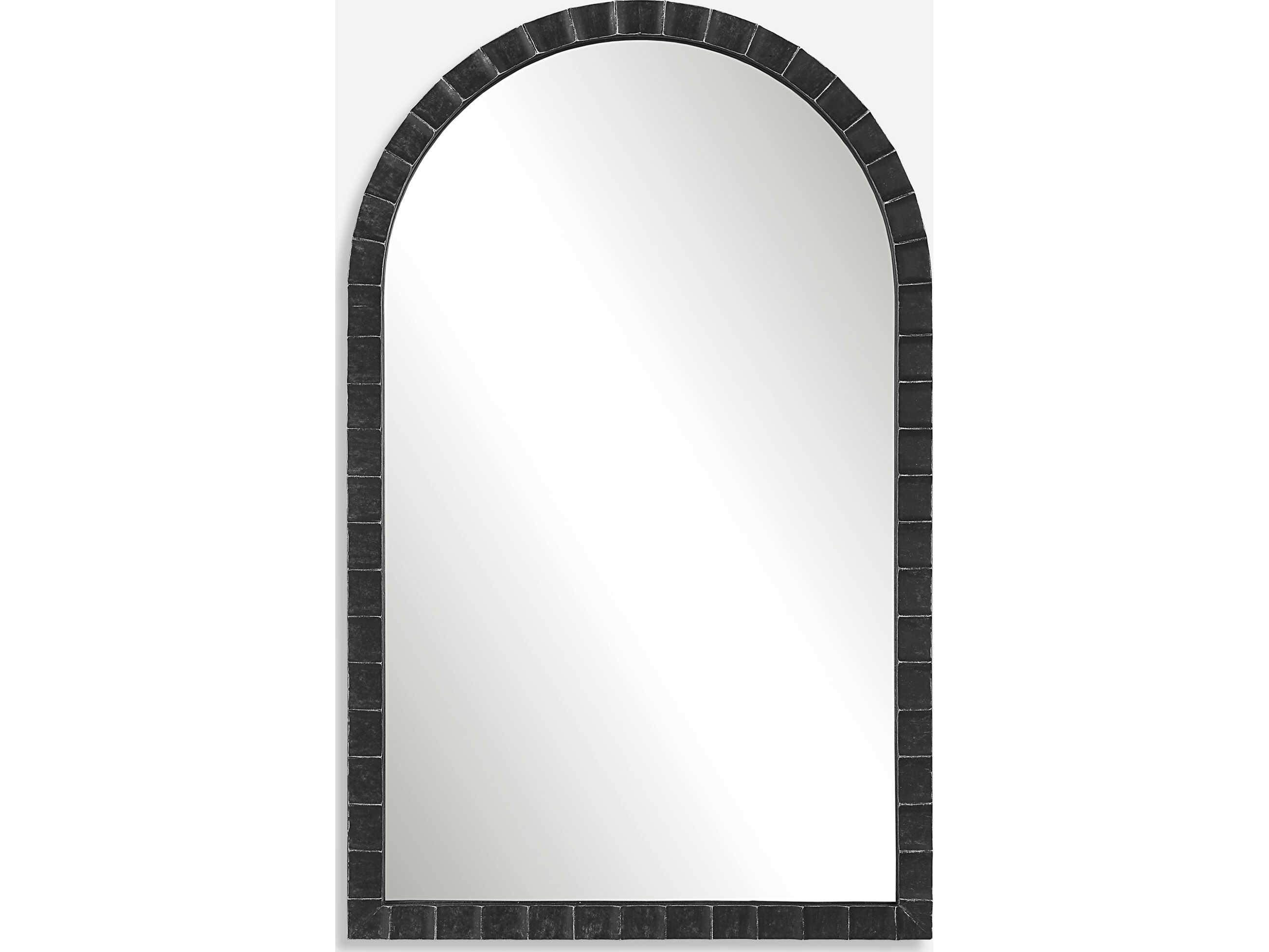 Uttermost Dandridge Distressed Matte Black With Silver Undertones Wall Mirror