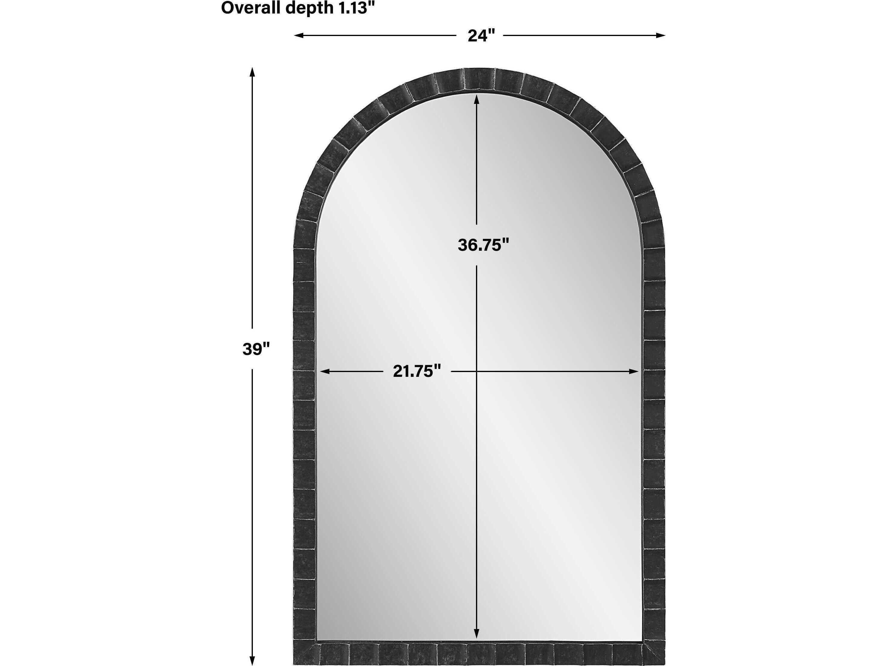 Uttermost Dandridge Distressed Matte Black With Silver Undertones Wall Mirror