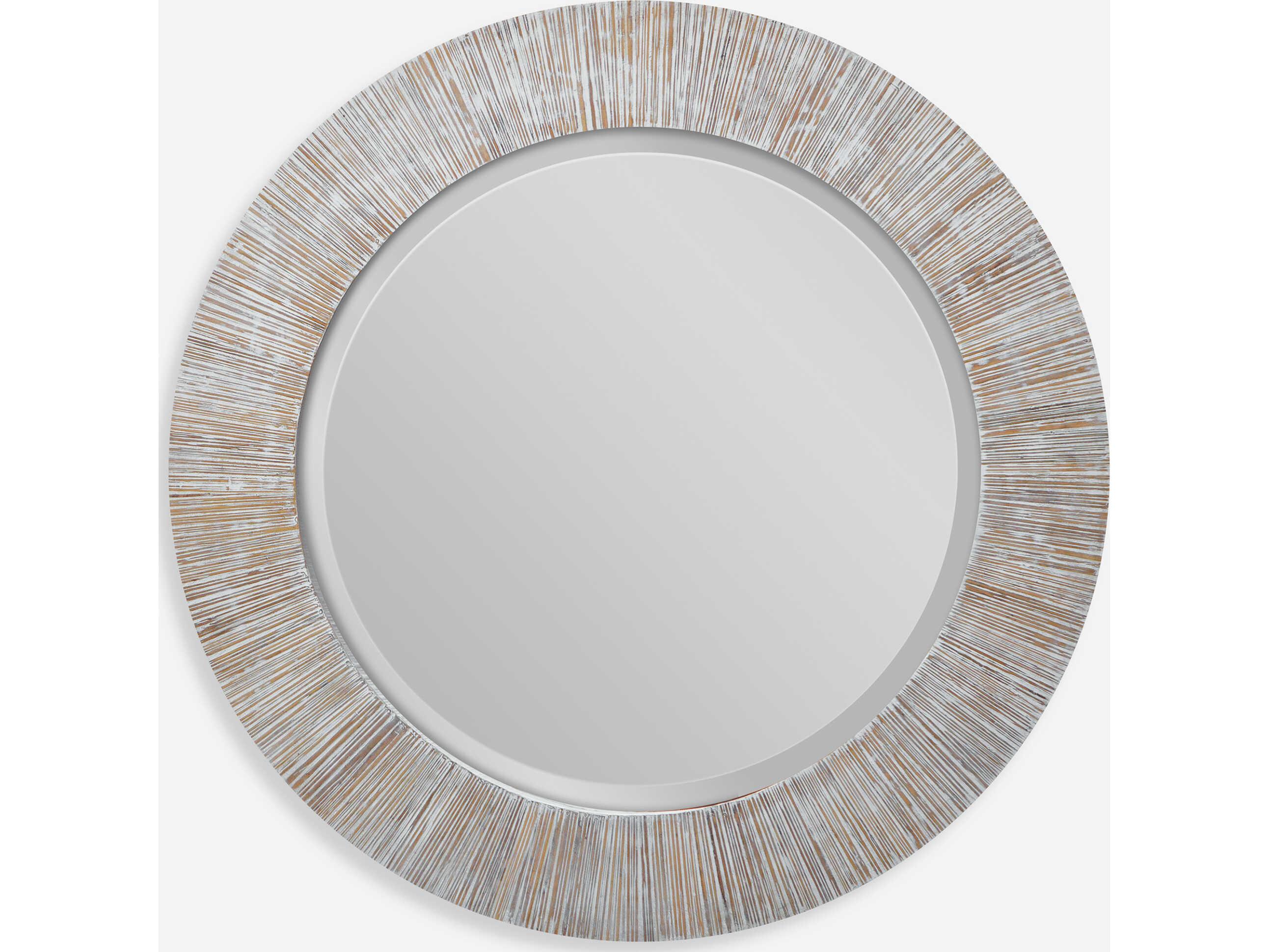 Uttermost Repose Whitewash Round Wall Mirror