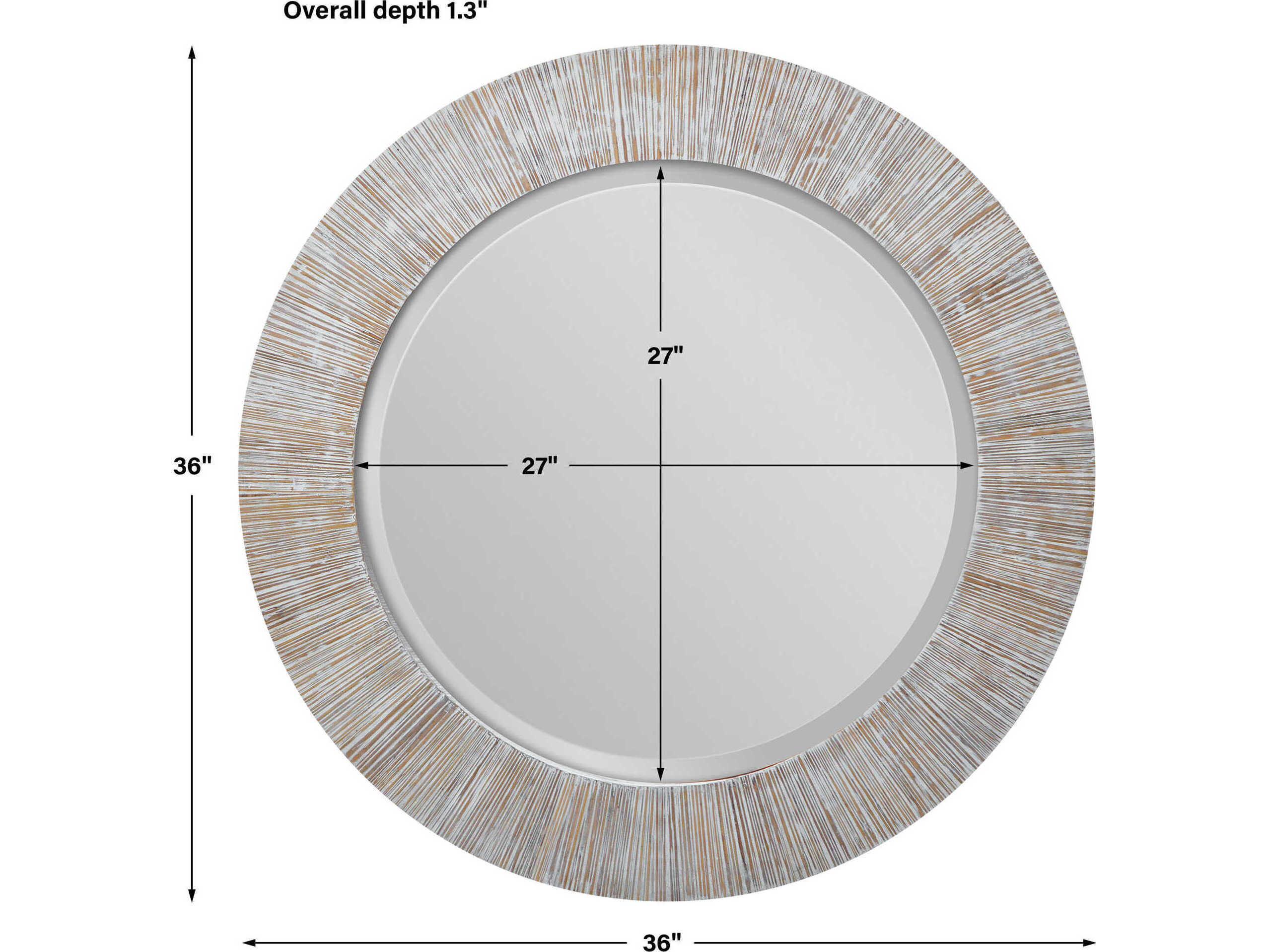 Uttermost Repose Whitewash Round Wall Mirror