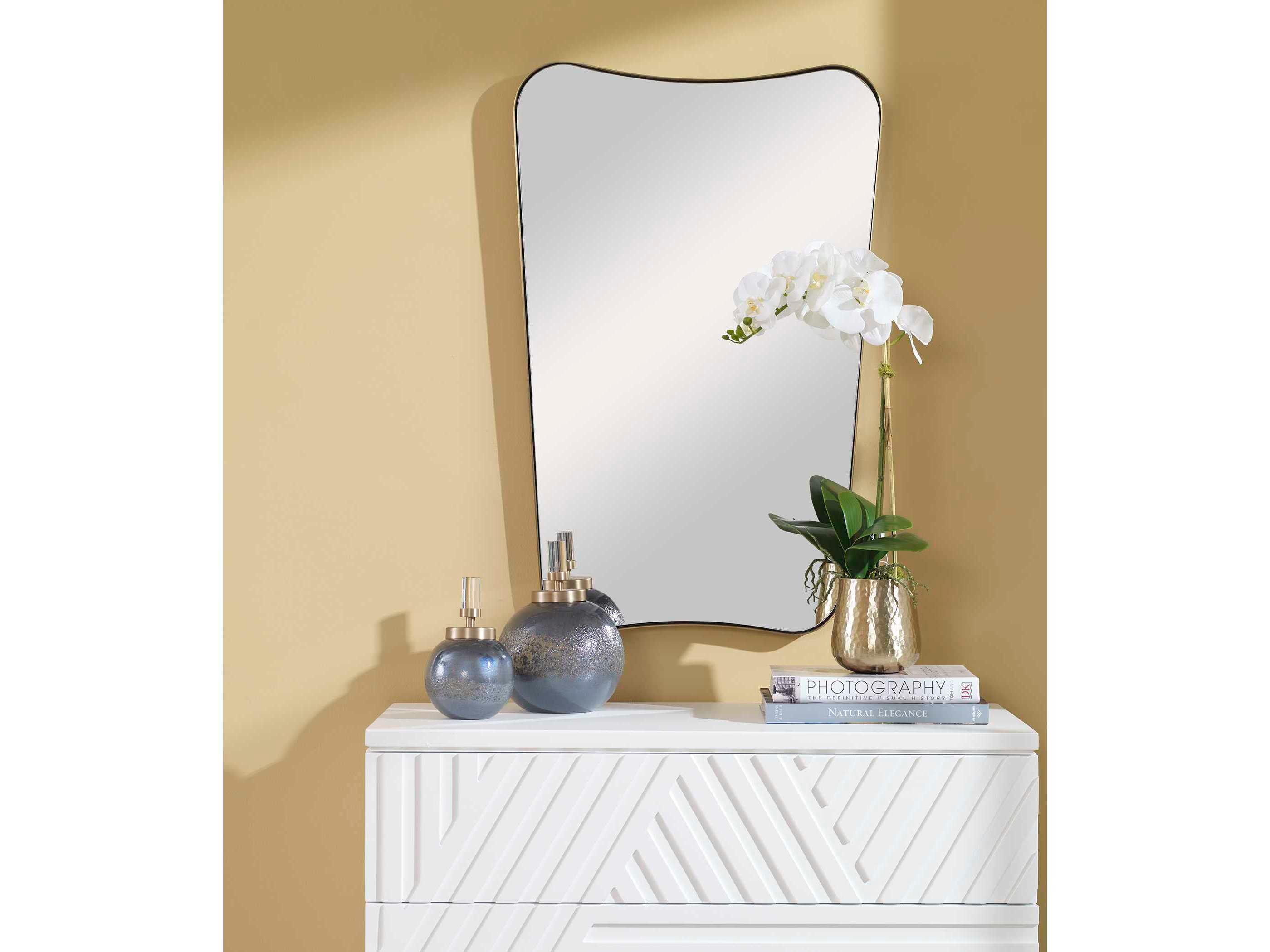 Uttermost Belvoir Rich Antique Brass Rectangular Wall Mirror