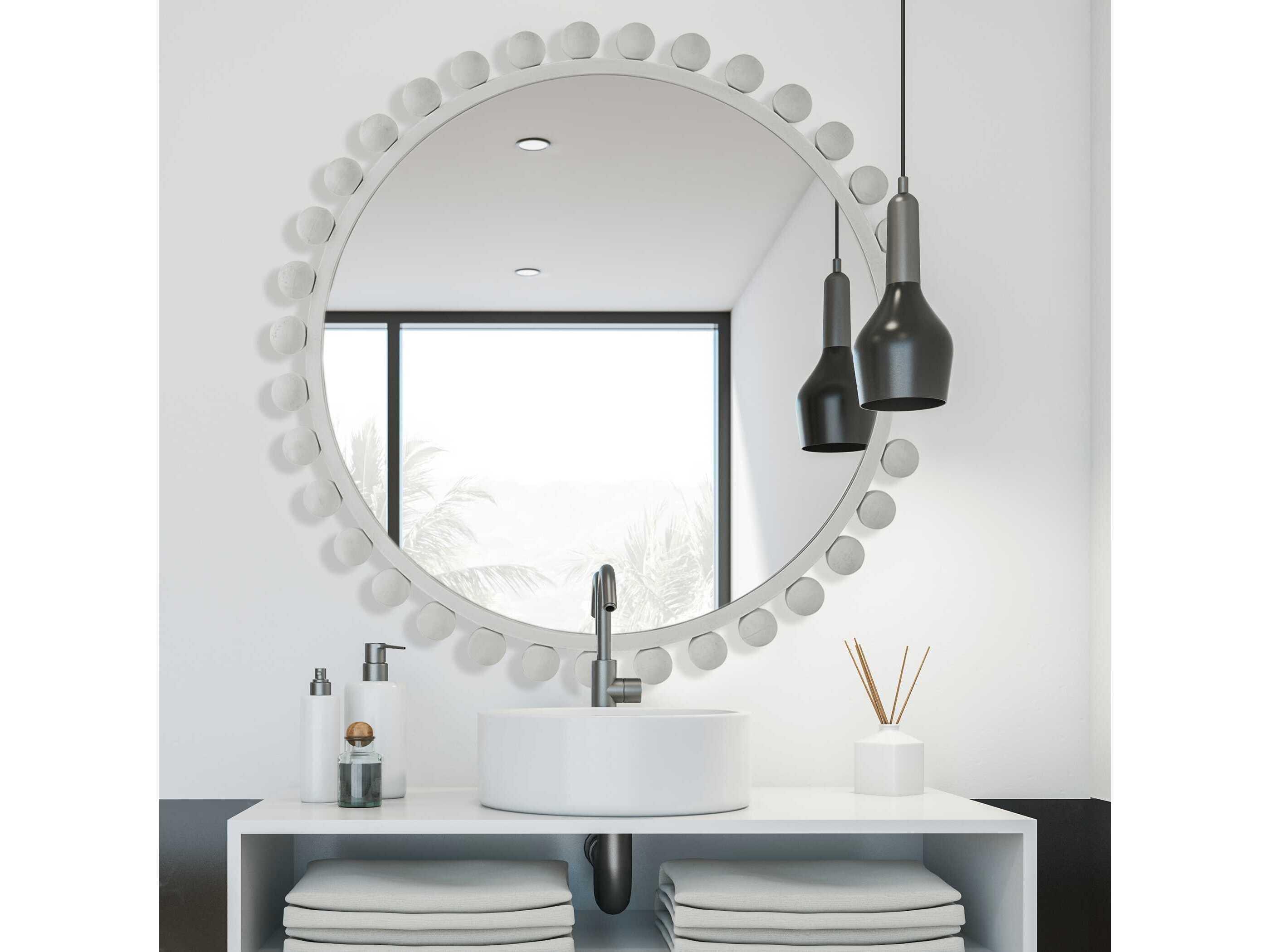 Uttermost Cyra Matte White Round Wall Mirror