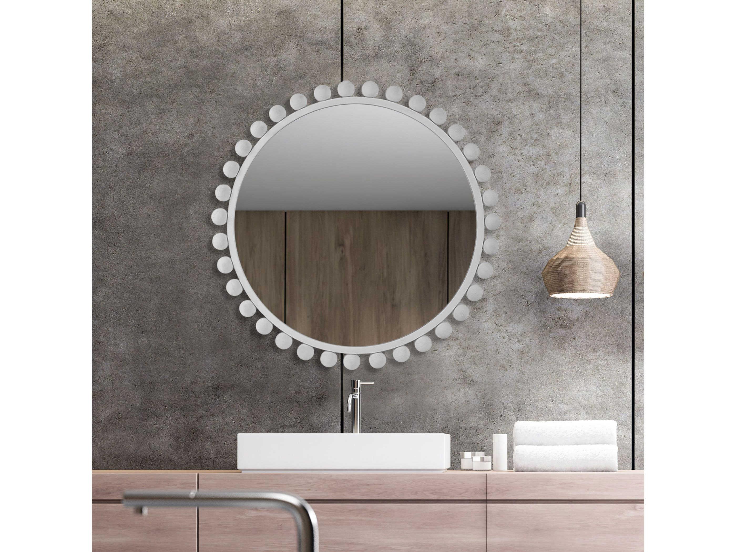 Uttermost Cyra Matte White Round Wall Mirror