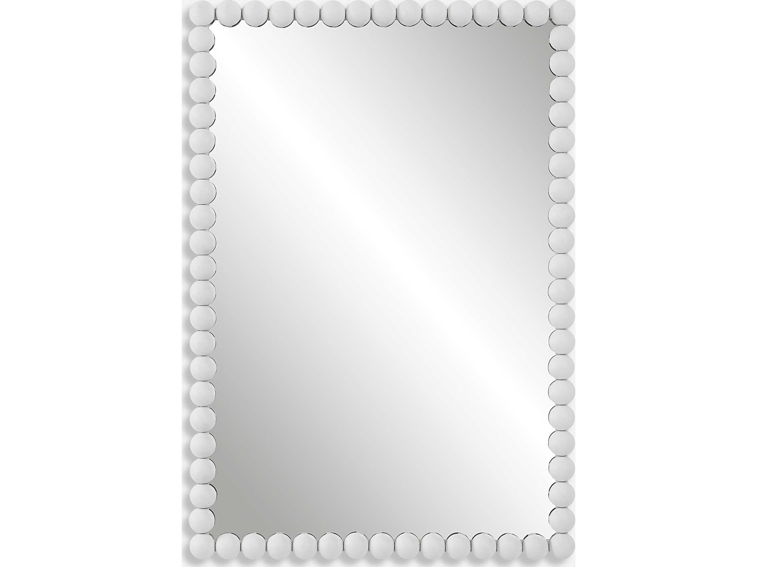 Uttermost Serna Matte White Rectangular Wall Mirror