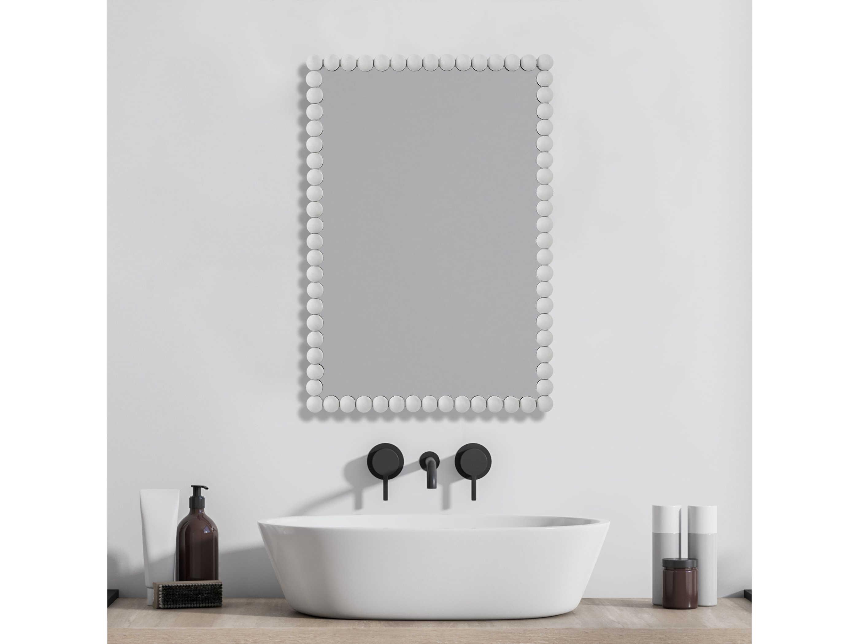 Uttermost Serna Matte White Rectangular Wall Mirror