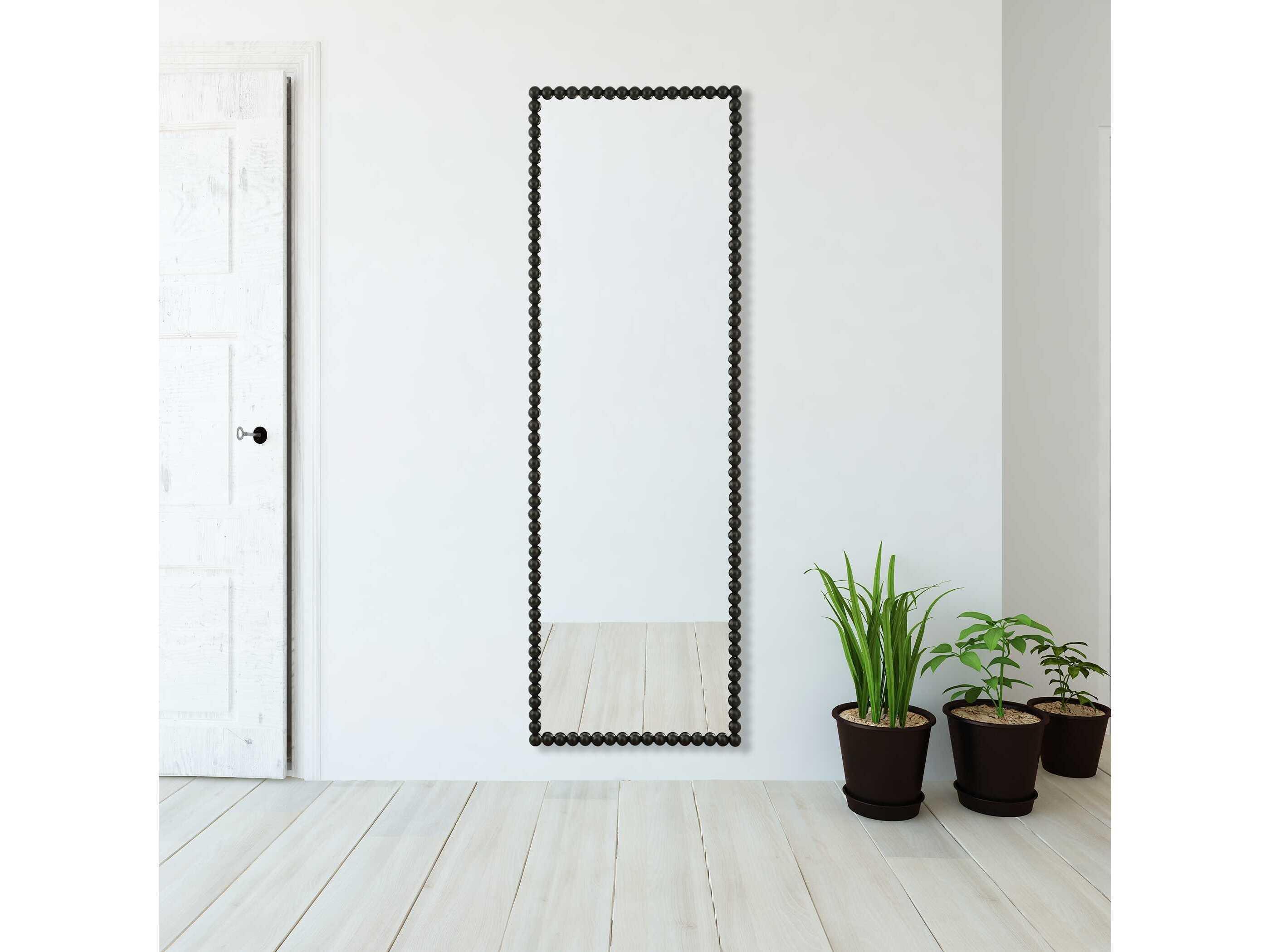 Uttermost Serna Satin Black Rectangular Wall Mirror 