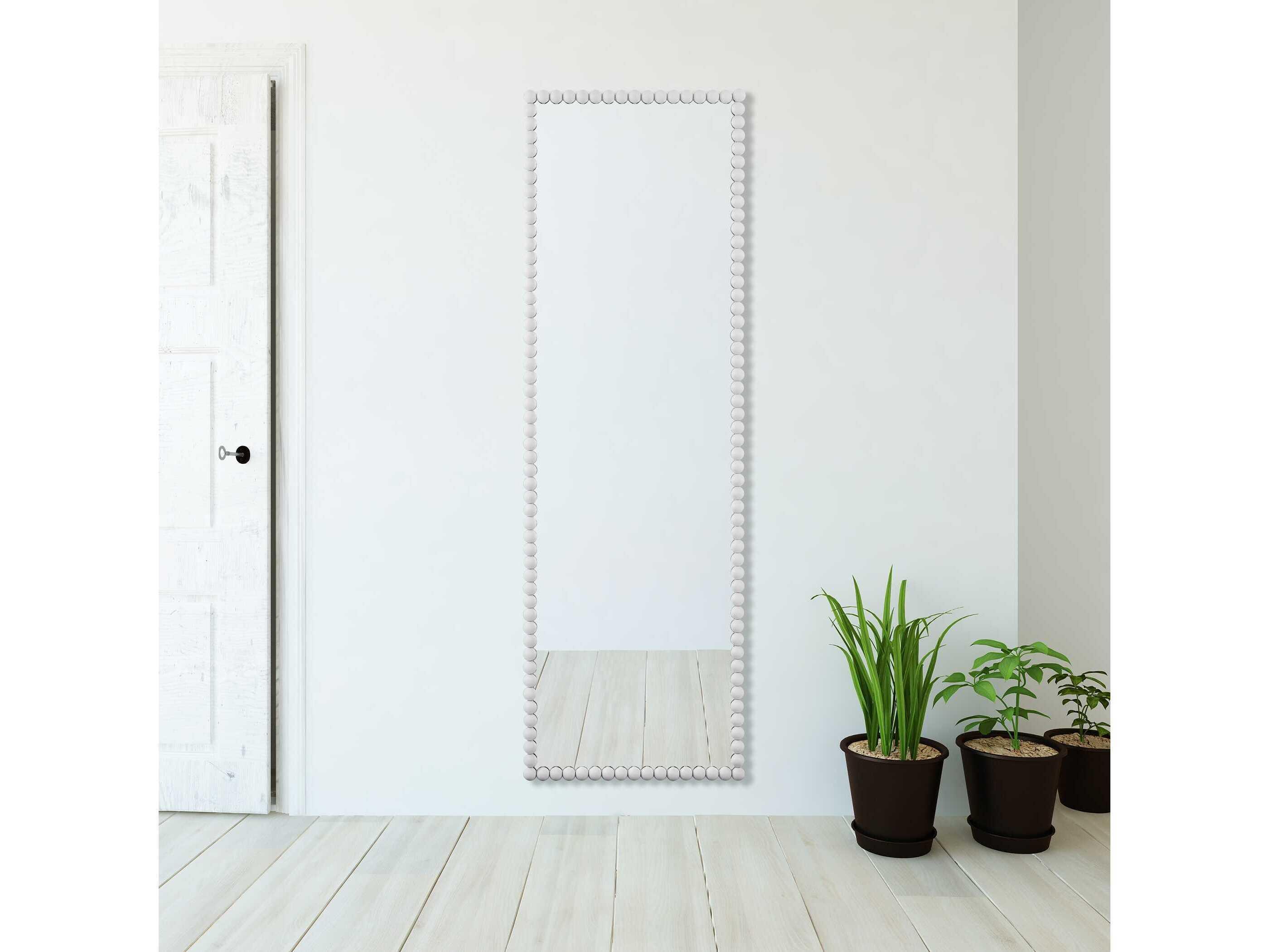 Uttermost Serna Satin White Rectangular Wall Mirror