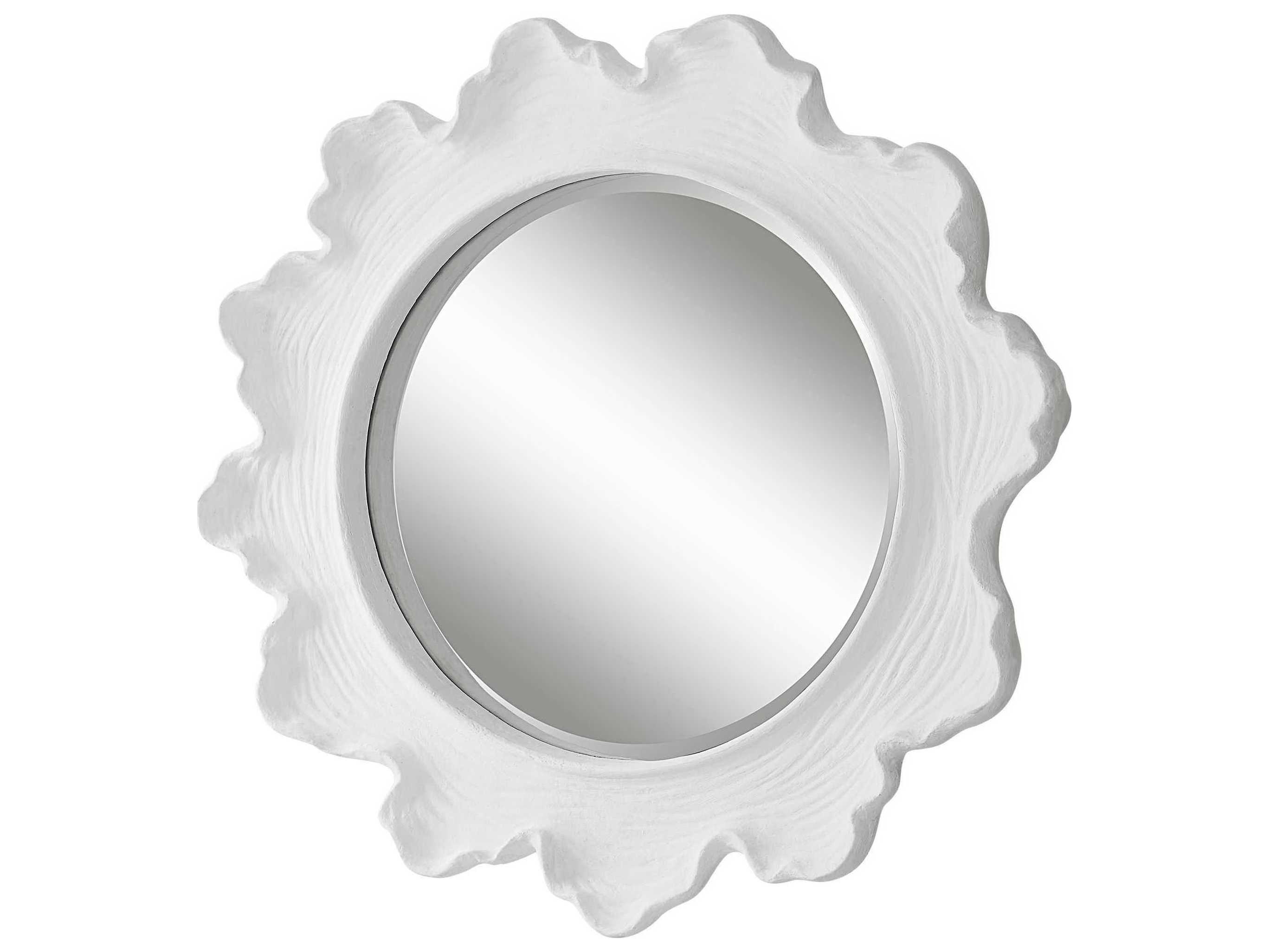Uttermost Sea Coral White Round Wall Mirror