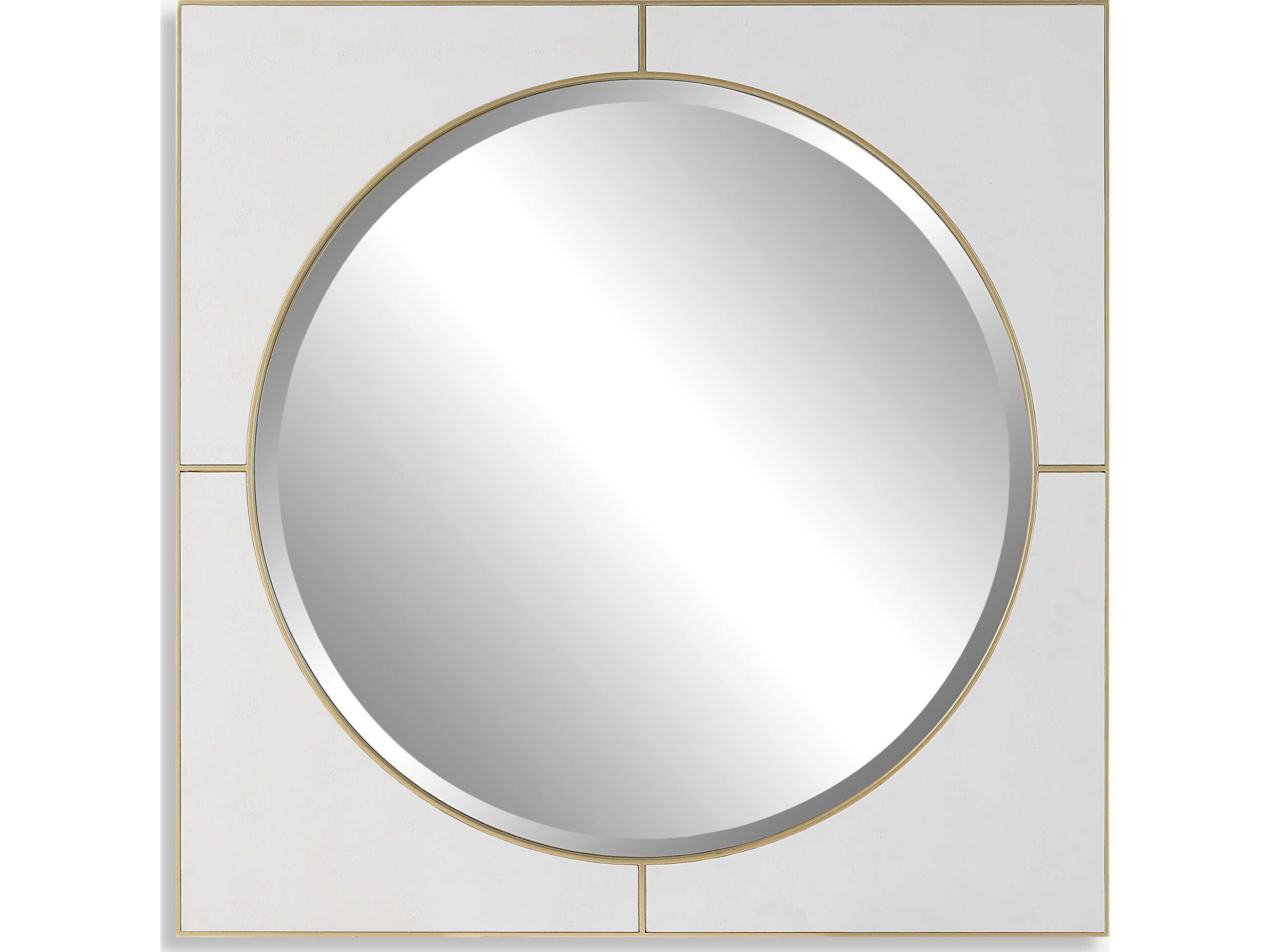 Uttermost Cyprus White Faux Shagreen / Soft Gold Square Wall Mirror
