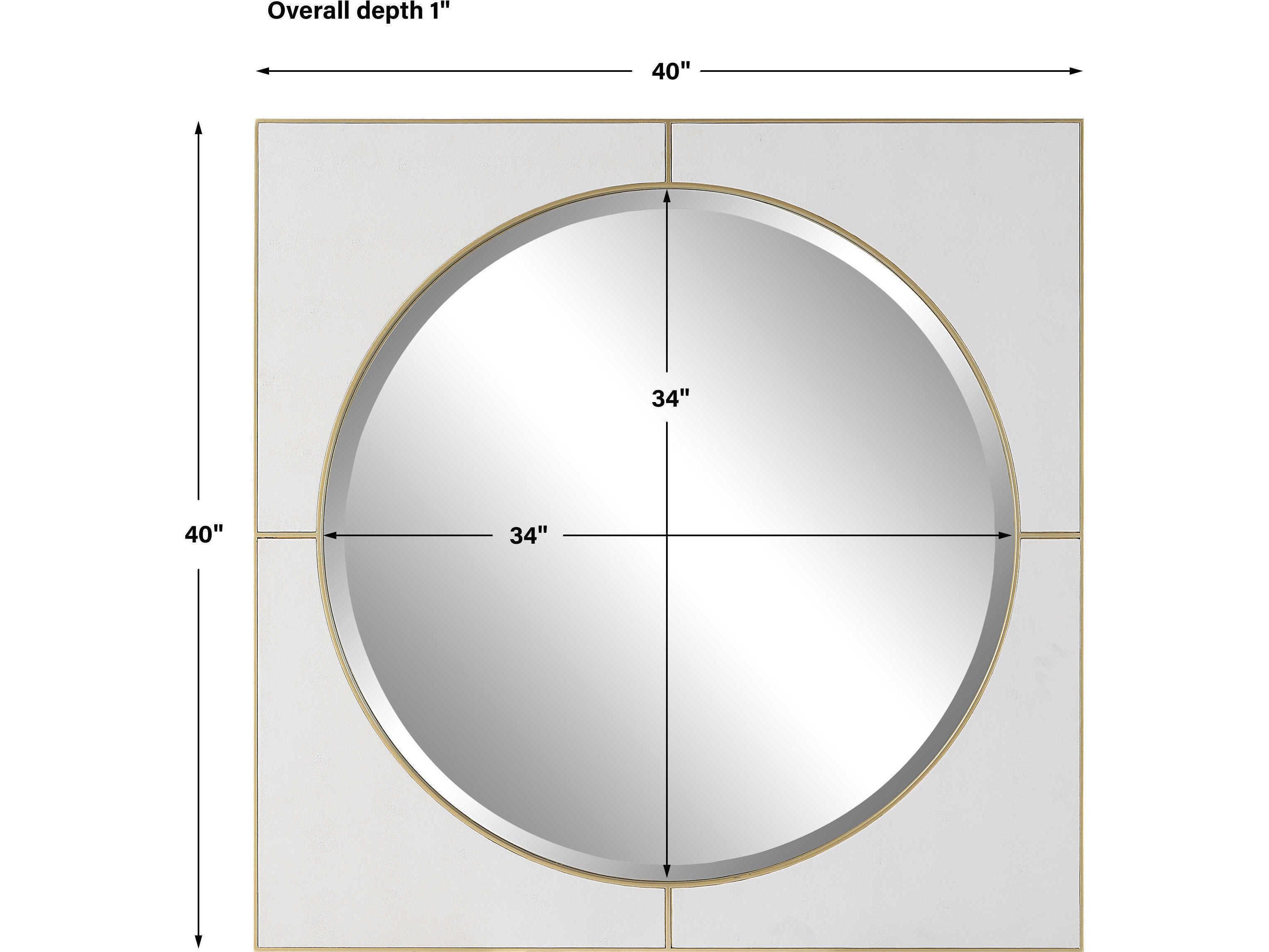 Uttermost Cyprus White Faux Shagreen / Soft Gold Square Wall Mirror