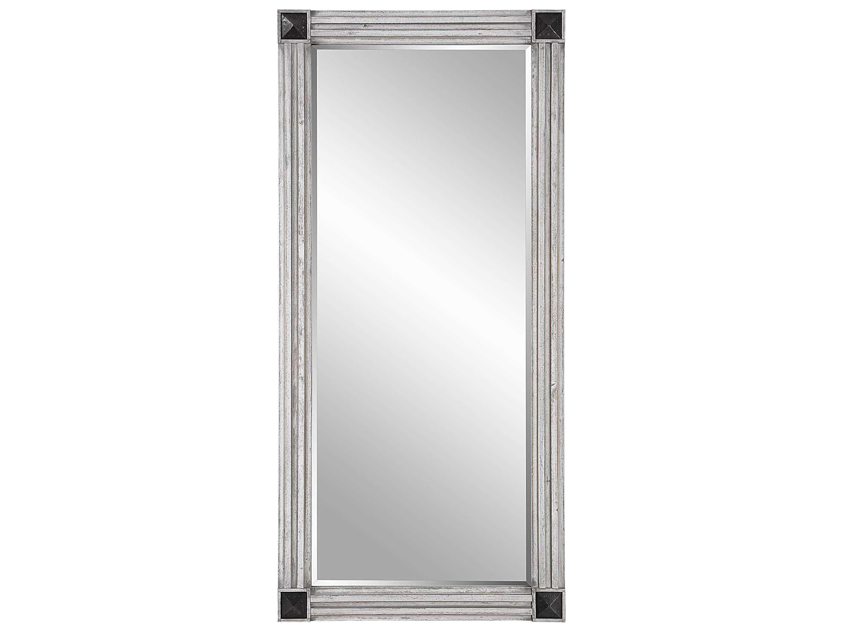 Uttermost Manor White Washed / Gray Rectangular Floor Mirror