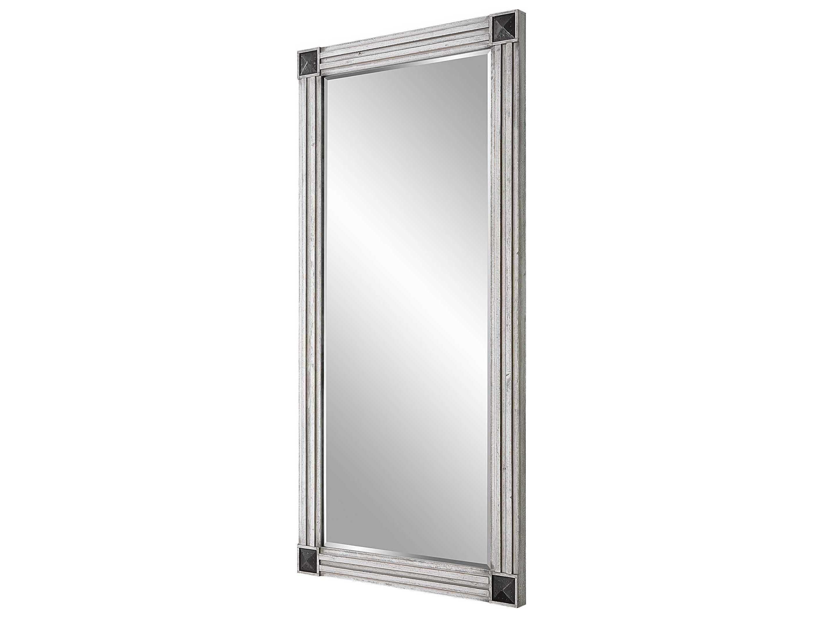 Uttermost Manor White Washed / Gray Rectangular Floor Mirror