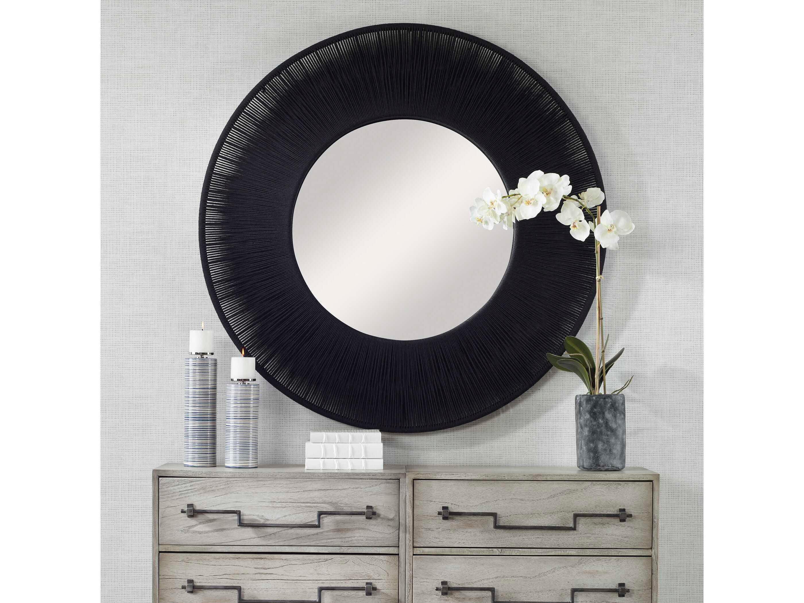 Uttermost Sailor Knot Black Round Wall Mirror
