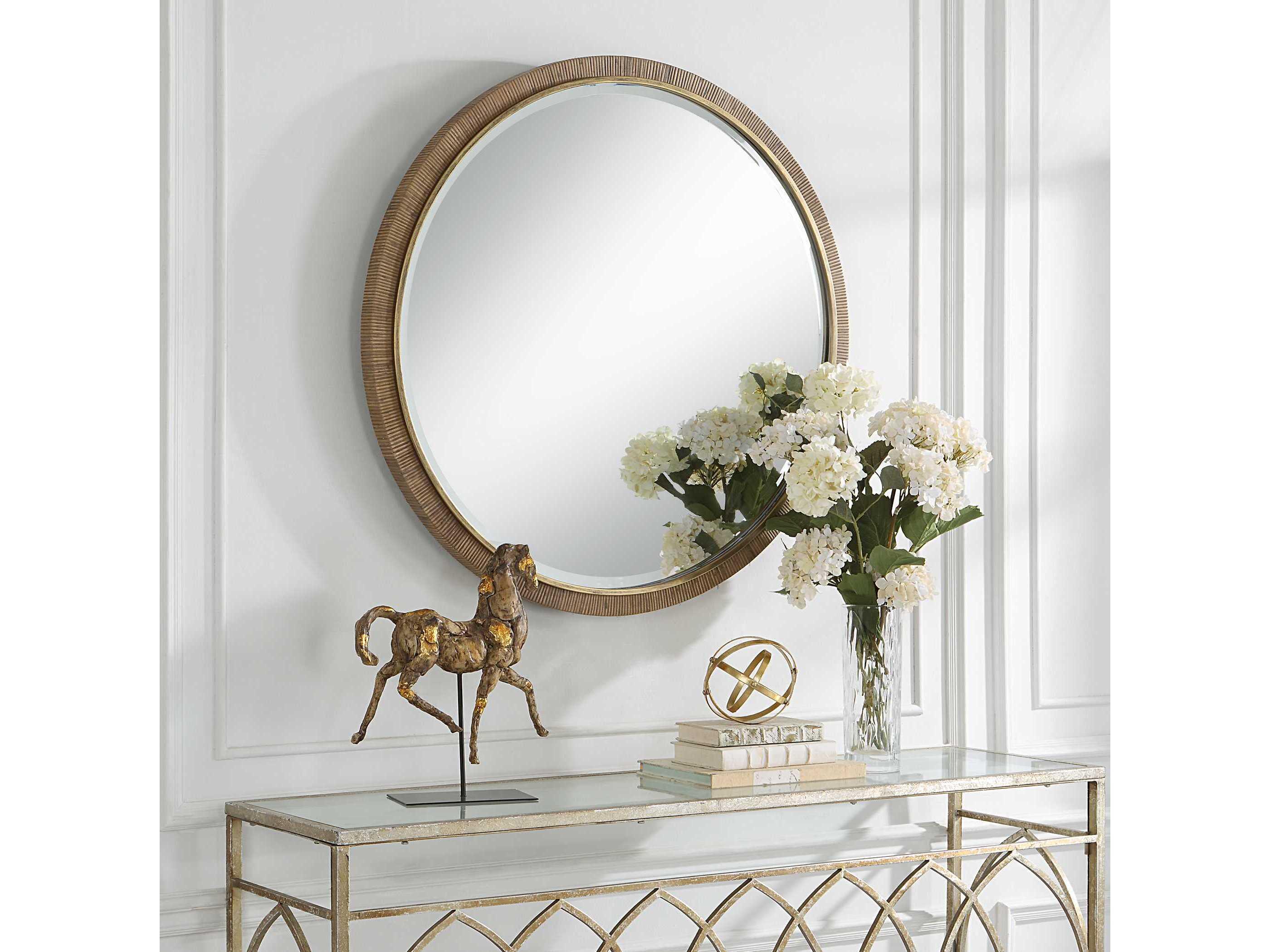 Uttermost Paradise Natural / Gold Leaf Round Wall Mirror