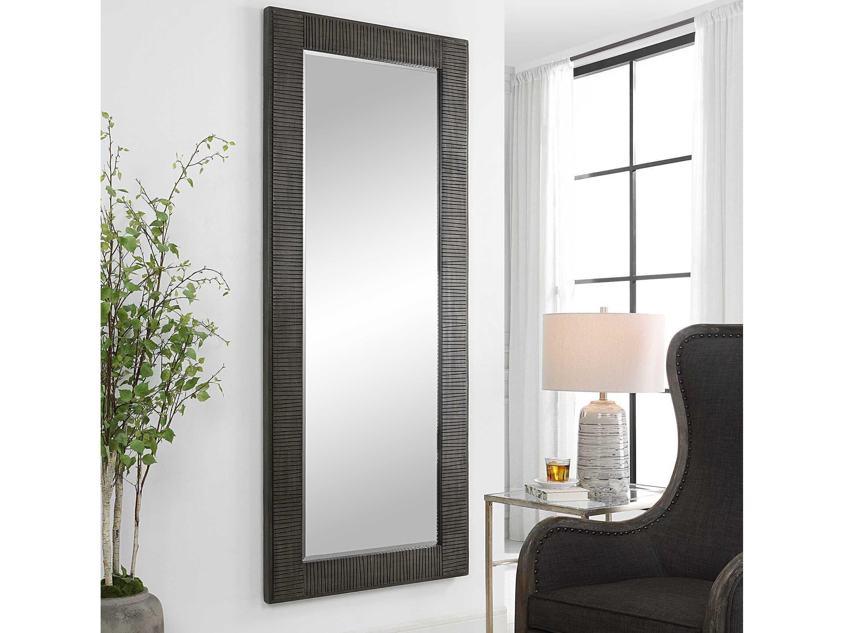Uttermost Figaro Aged Gray Wash Rectangular Floor Mirror