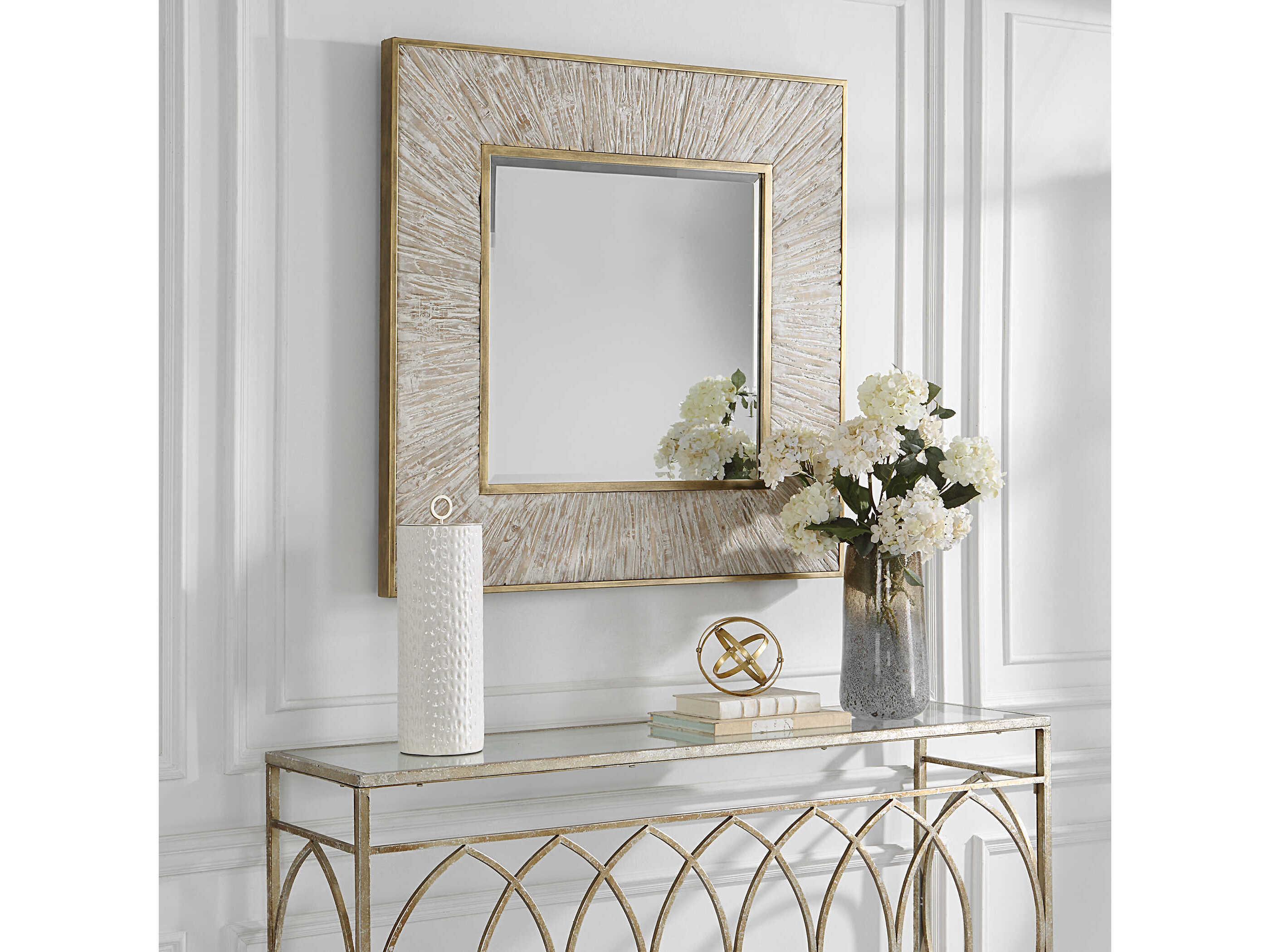 Uttermost Wharton Whitewash Square Wall Mirror
