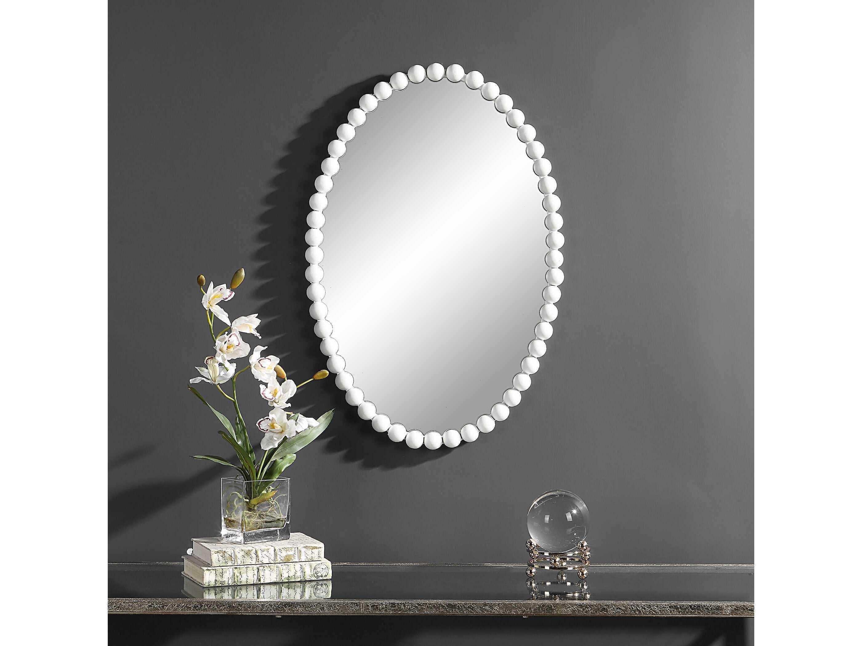 Uttermost Serna Matte White Oval Wall Mirror