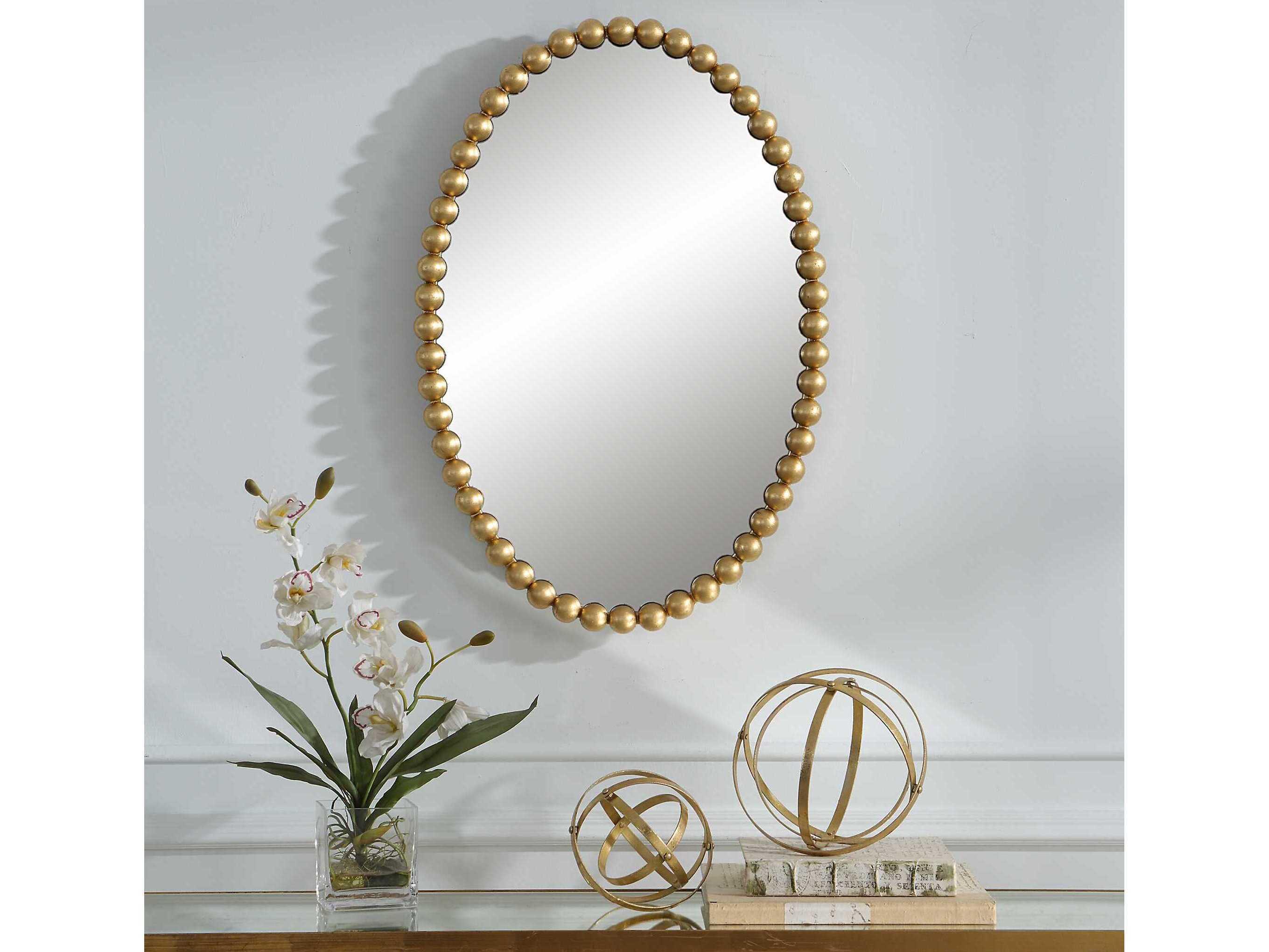 Uttermost Serna Gold Leaf Oval Wall Mirror