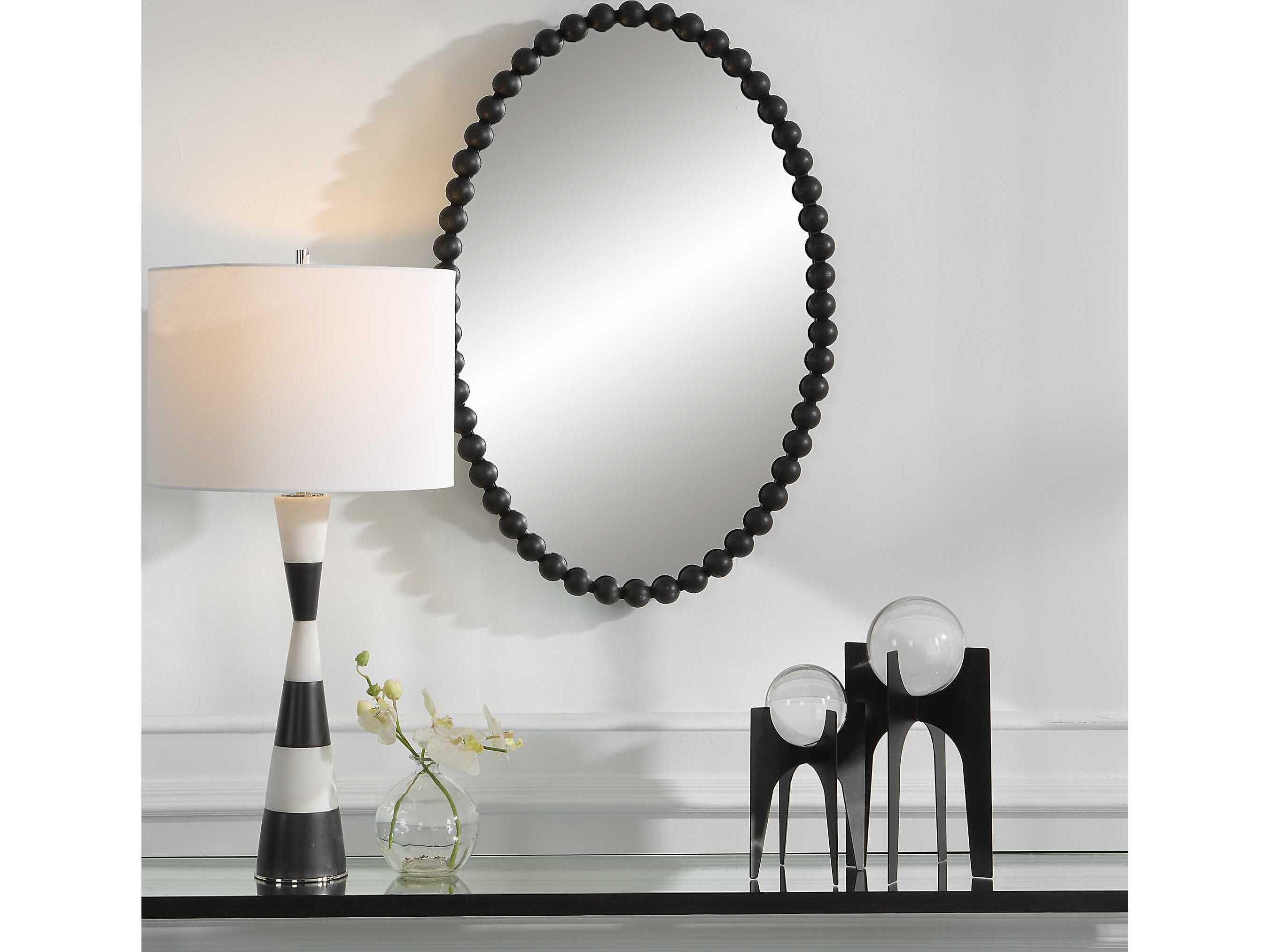 Uttermost Serna Matte Black Oval Wall Mirror