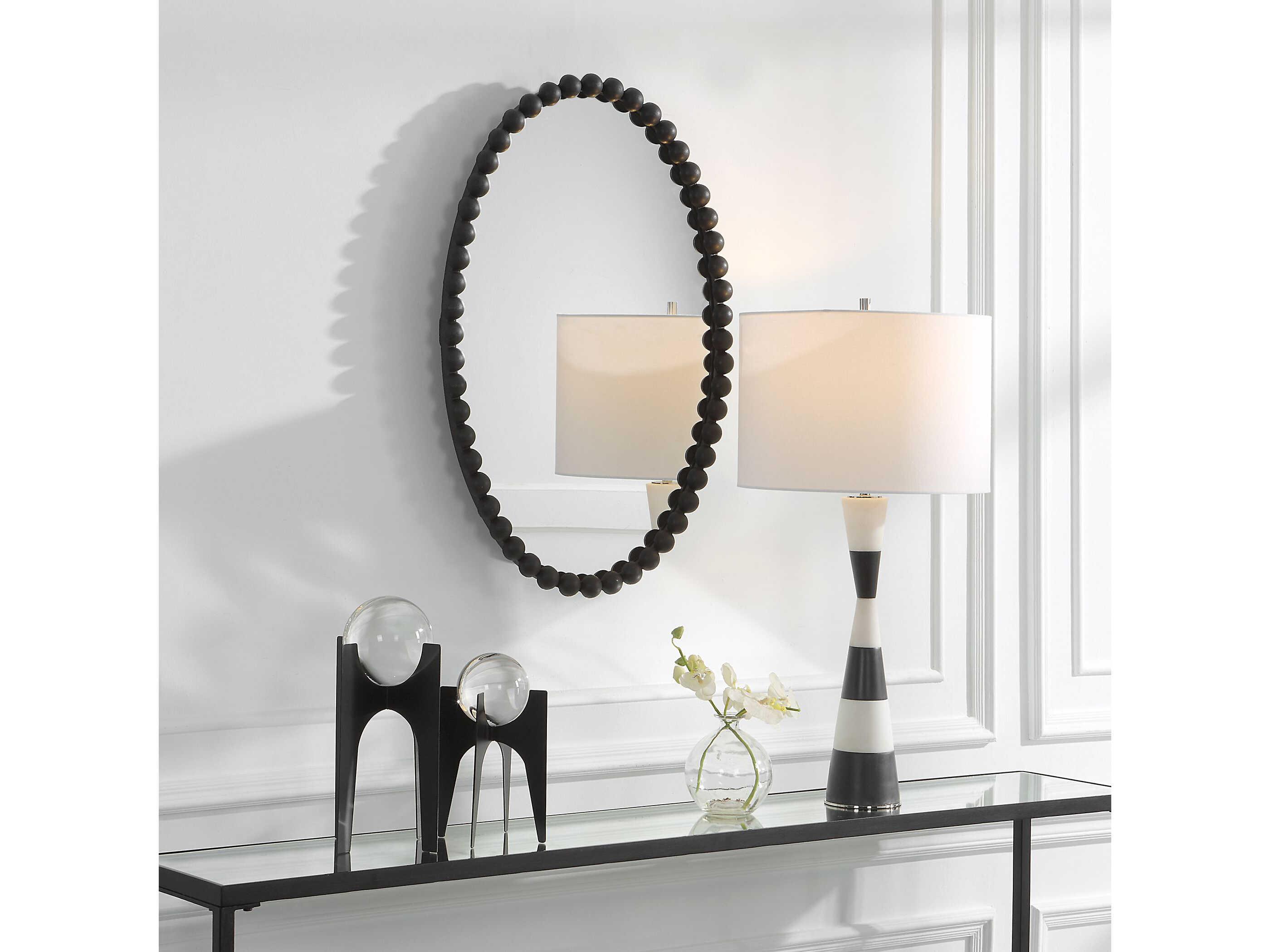Uttermost Serna Matte Black Oval Wall Mirror