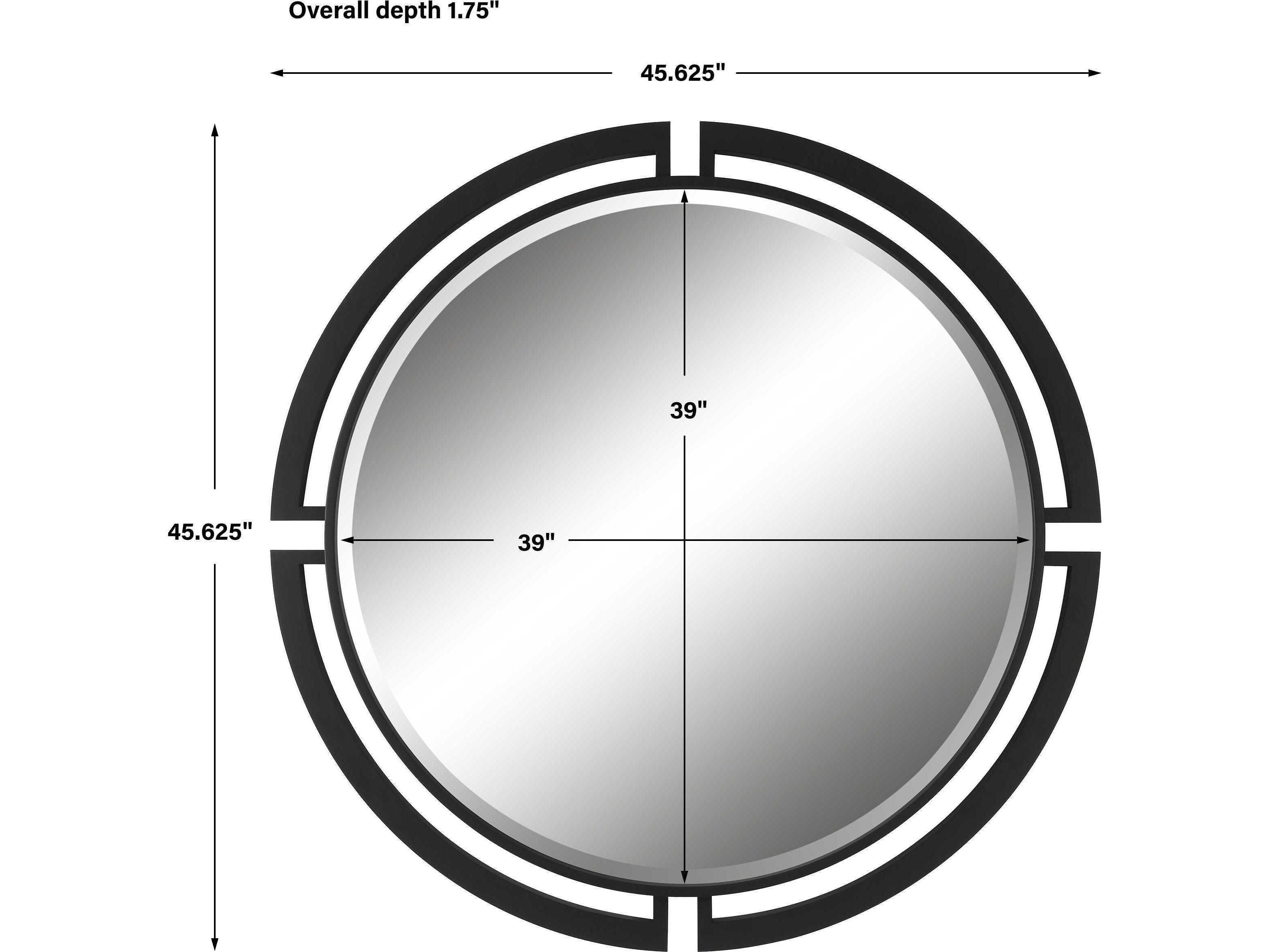 Uttermost Quadrant Satin Black Round Wall Mirror