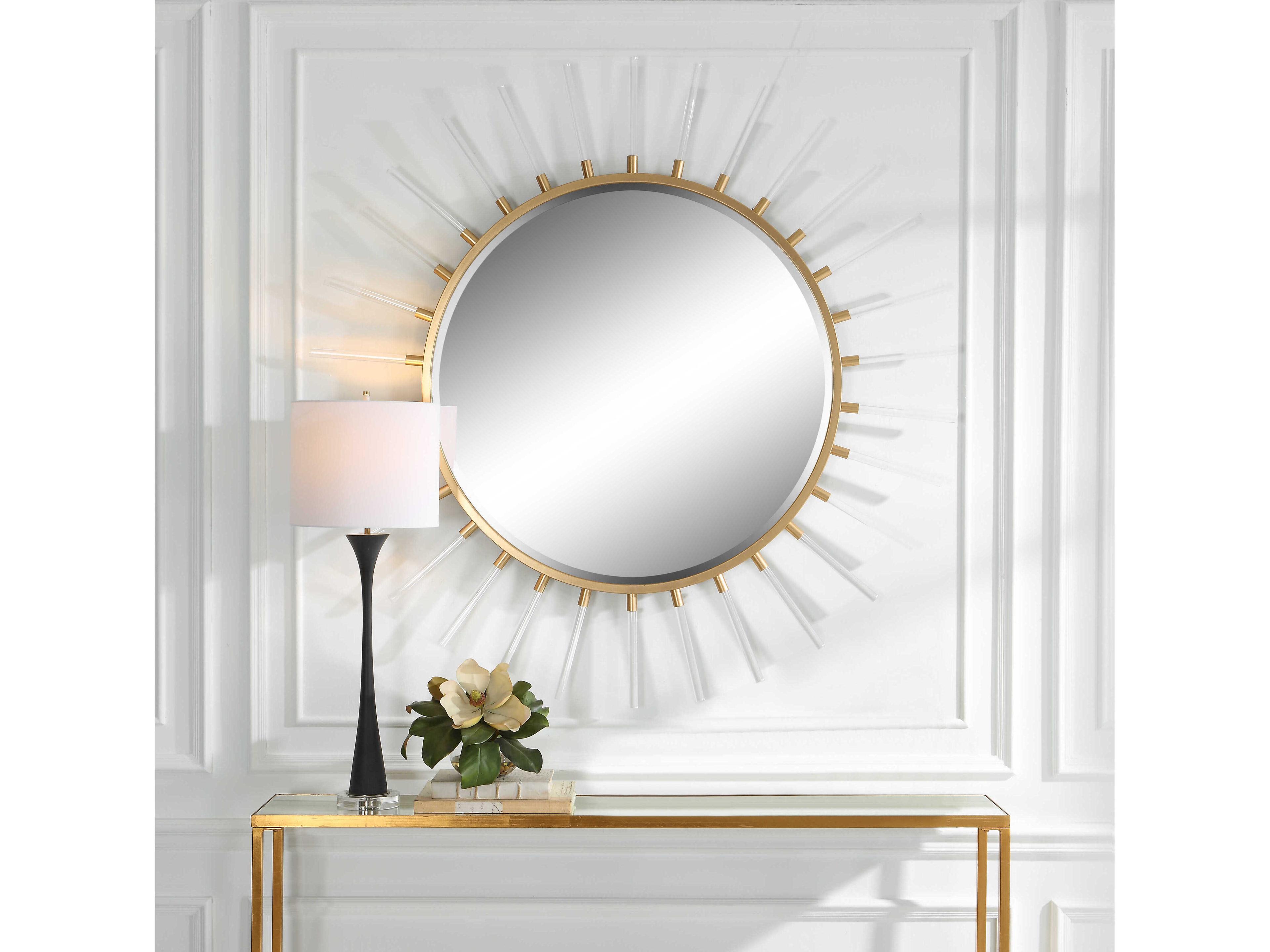 Uttermost Oracle Gold Leaf Sunburst Wall Mirror