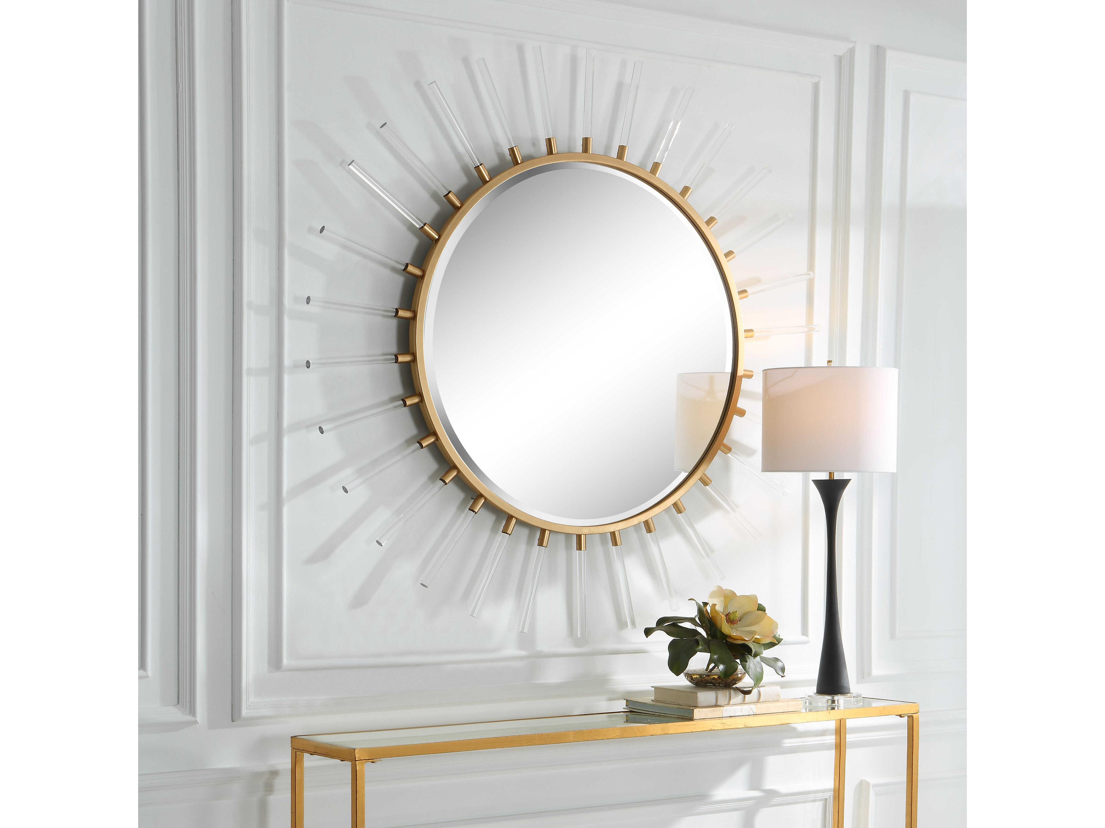 Uttermost Oracle Gold Leaf Sunburst Wall Mirror