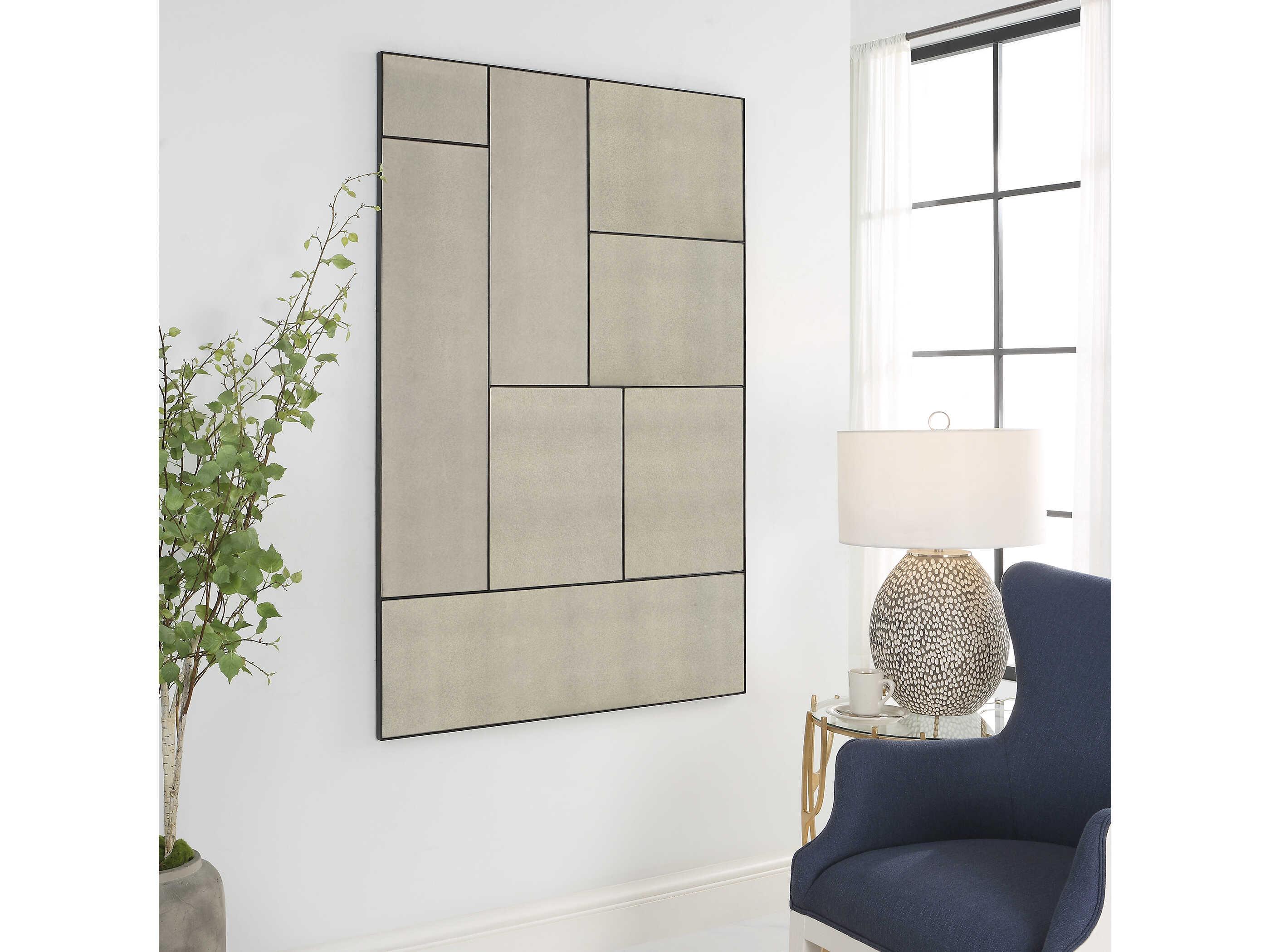 Uttermost Puzzle Piece Black Rectangular Antique Mirror