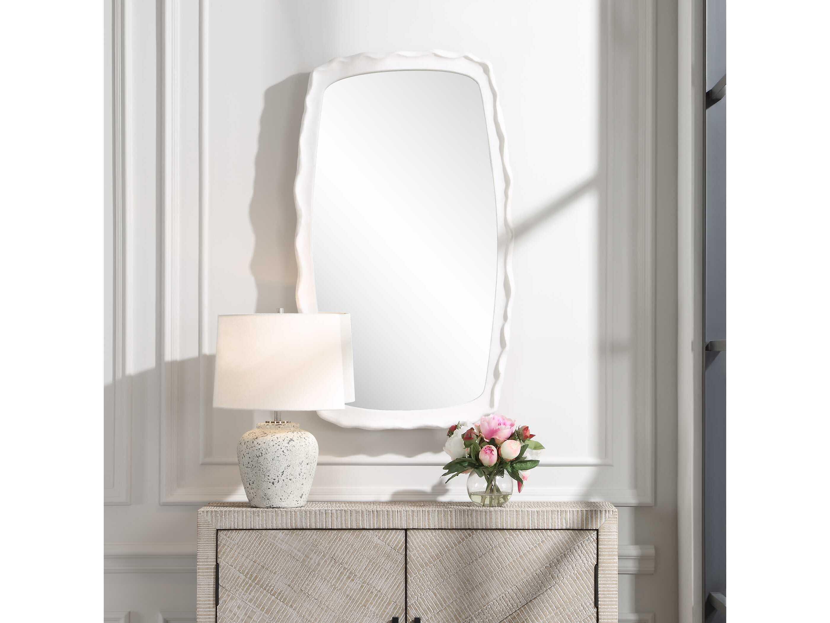Uttermost Marbella Textured Matte White Wall Mirror