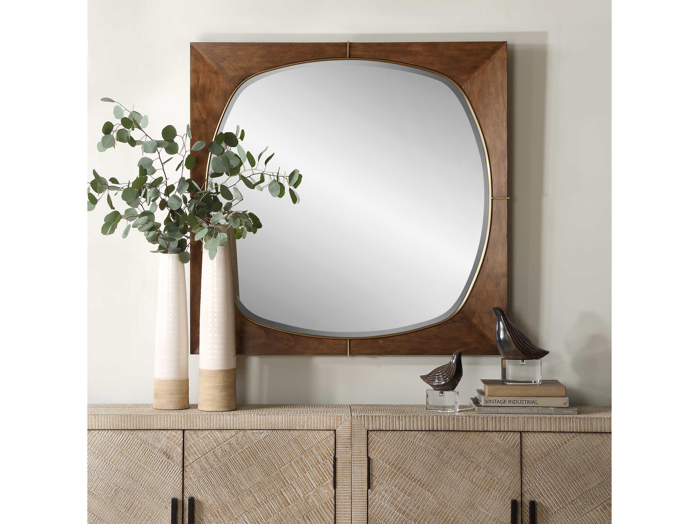 Uttermost Garonne Walnut Stain Square Wall Mirror